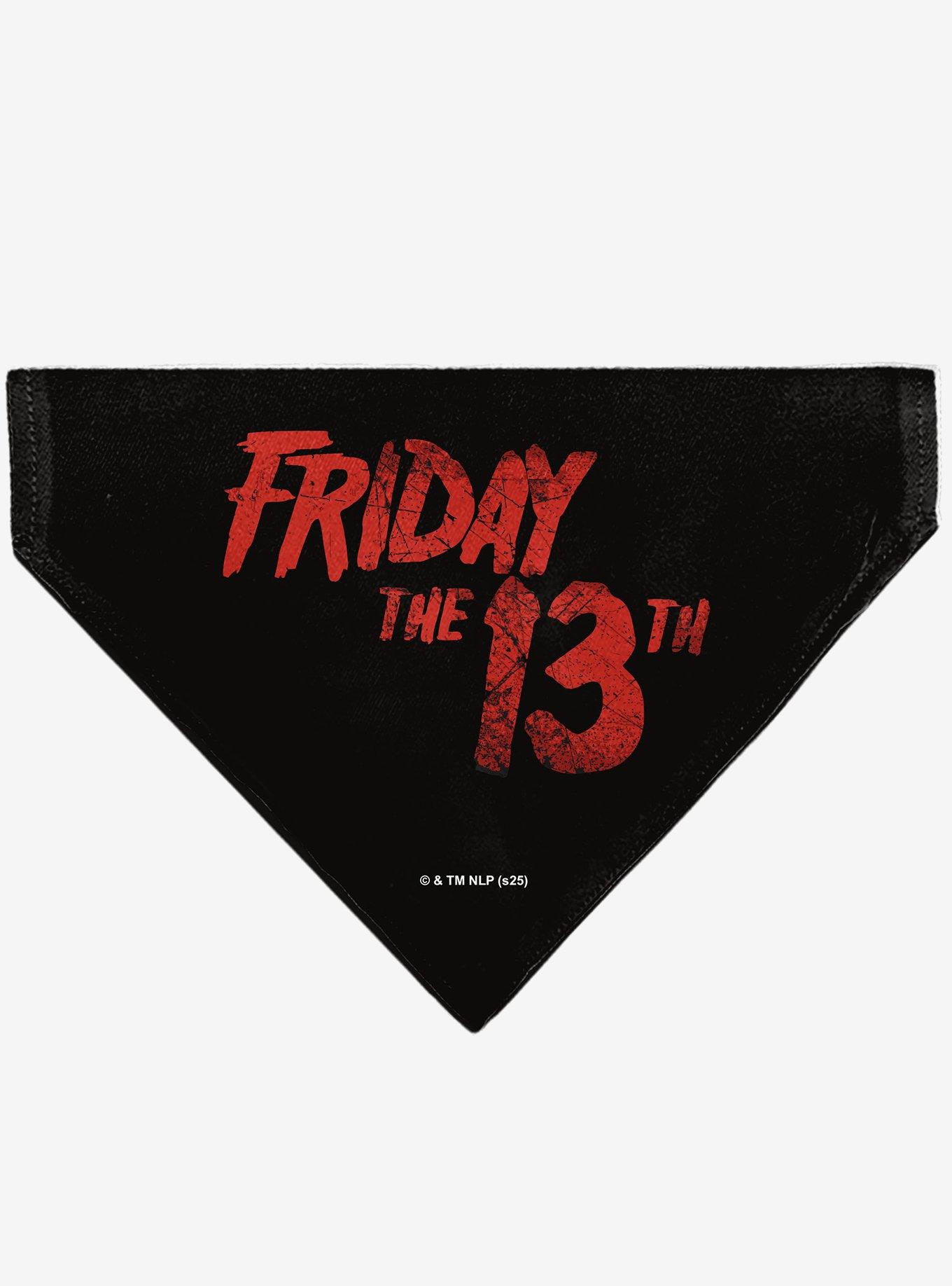 Friday The 13th Jason Pose and Title Black Slip On Collar Pet Bandana - Bandana Only, , hi-res