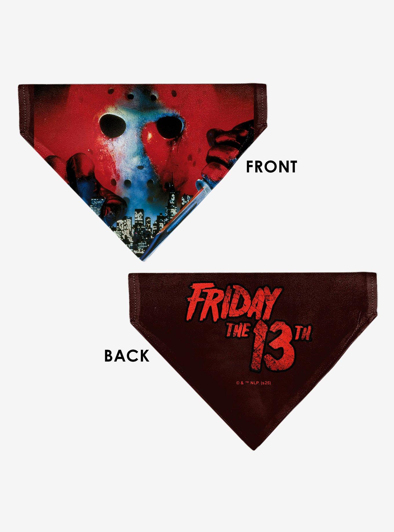 Friday The 13th Jason Hockey Mask Cityscape and Title Slip On Collar Pet Bandana - Bandana Only, , alternate