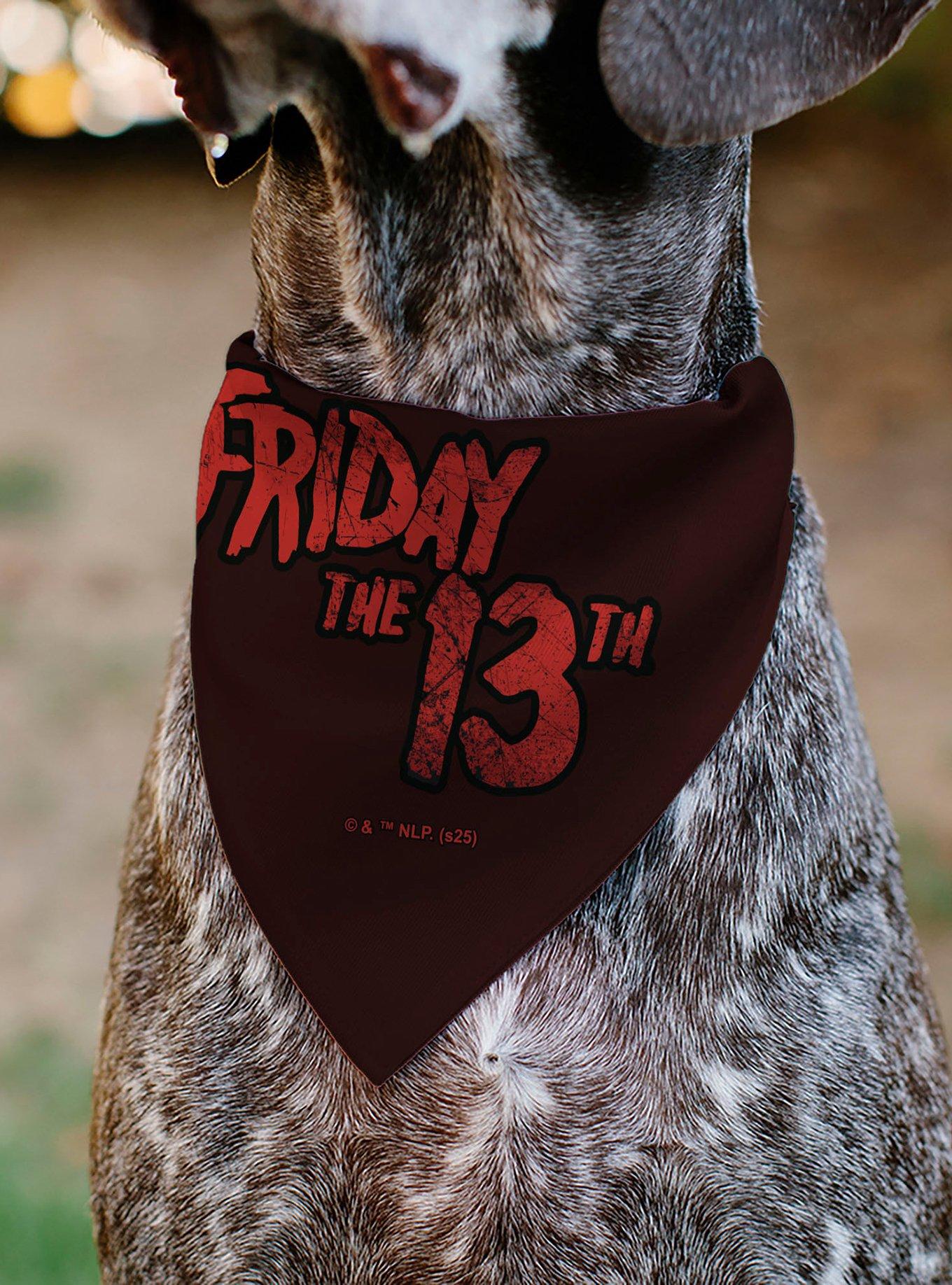Friday The 13th Jason Hockey Mask Cityscape and Title Slip On Collar Pet Bandana - Bandana Only, , alternate
