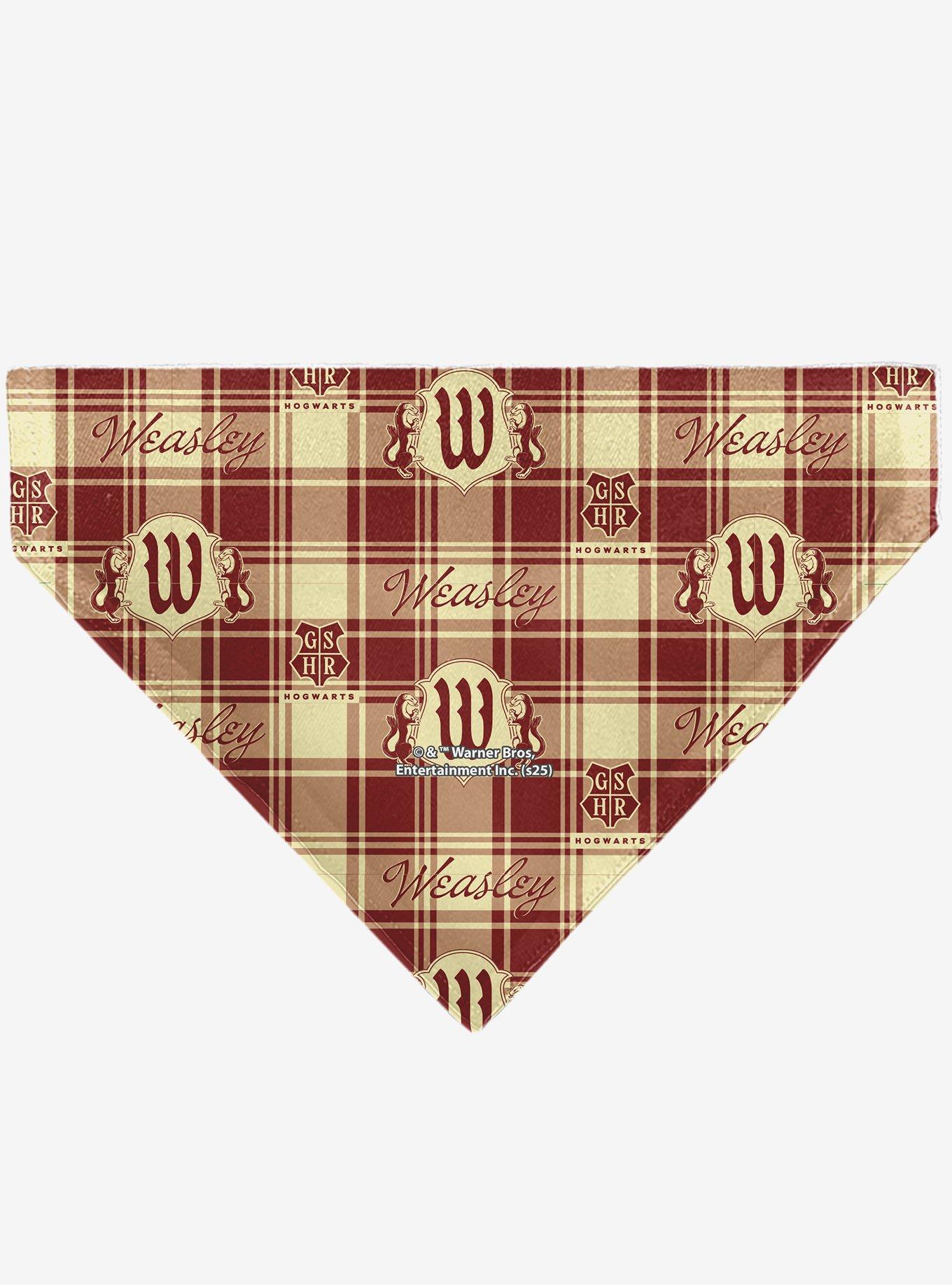 Harry Potter Weasley Family House Crest Plaid Slip On Collar Pet Bandana - Bandana Only, , hi-res