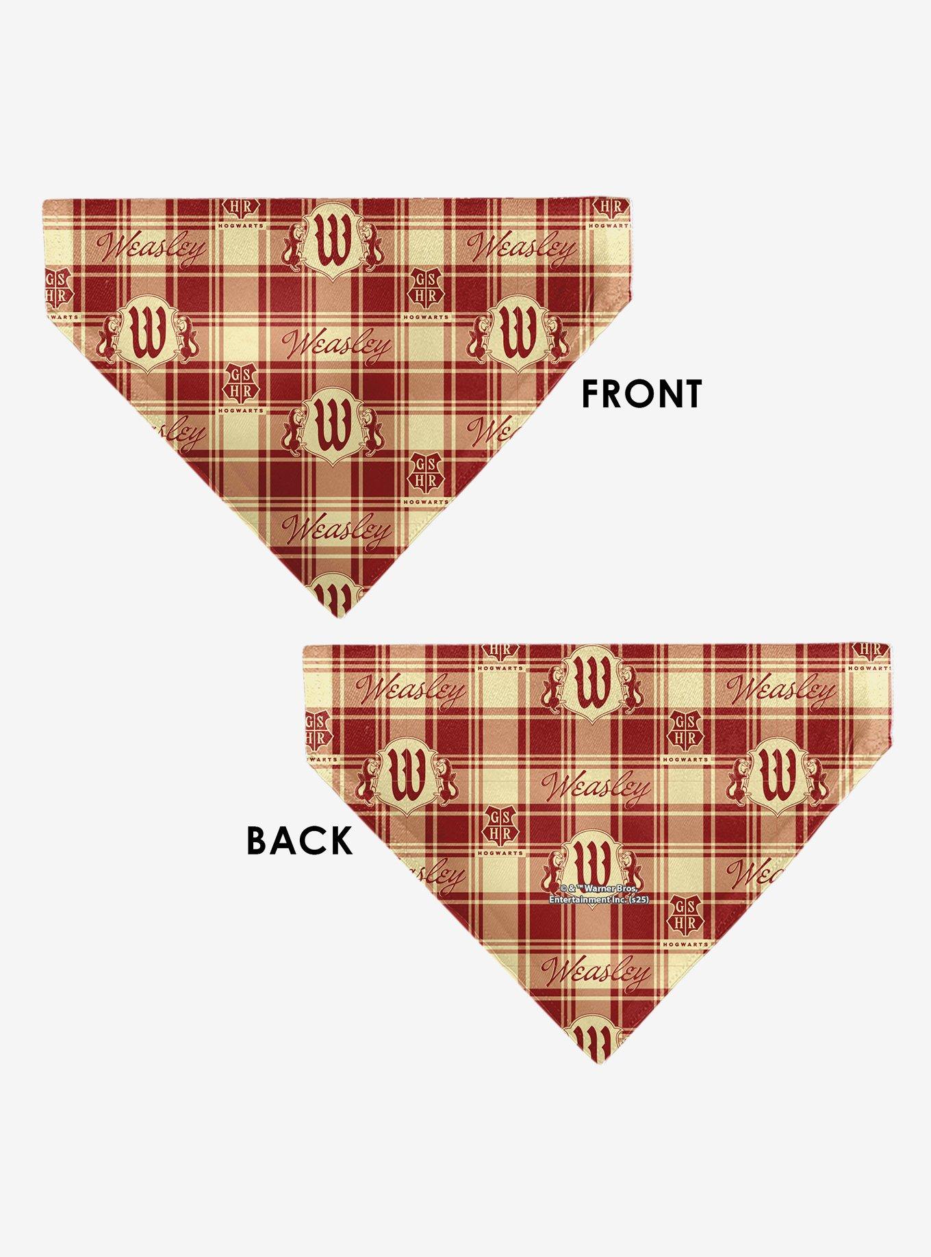 Harry Potter Weasley Family House Crest Plaid Slip On Collar Pet Bandana - Bandana Only, , alternate