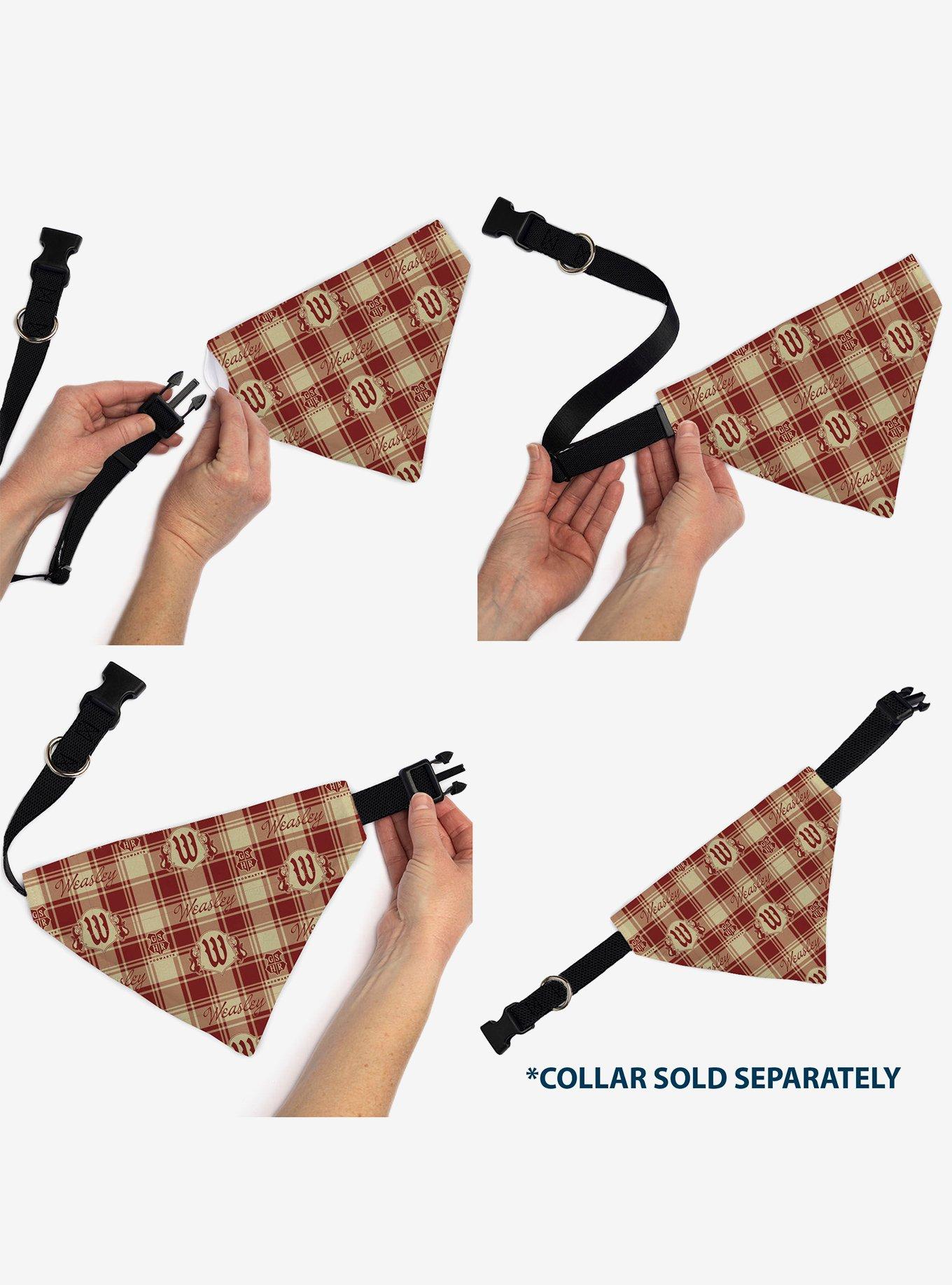 Harry Potter Weasley Family House Crest Plaid Slip On Collar Pet Bandana - Bandana Only, , alternate