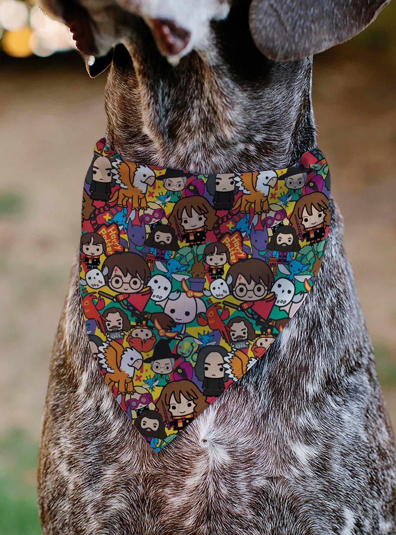 Harry Potter Chibi Charm Characters Stacked Slip On Collar Pet Bandana - Bandana Only, , alternate