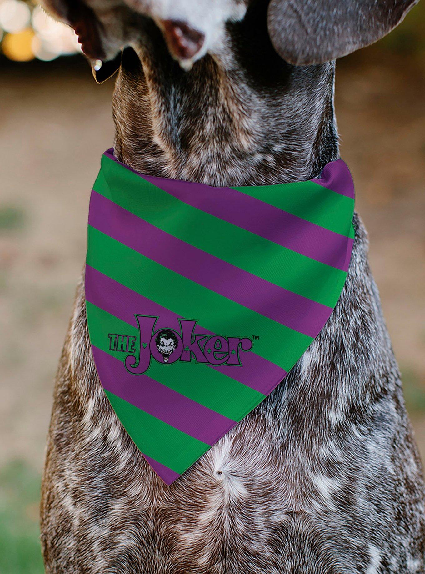 DC Comics The Joker Title and Stripe Purple Slip On Collar Pet Bandana - Bandana Only, , alternate