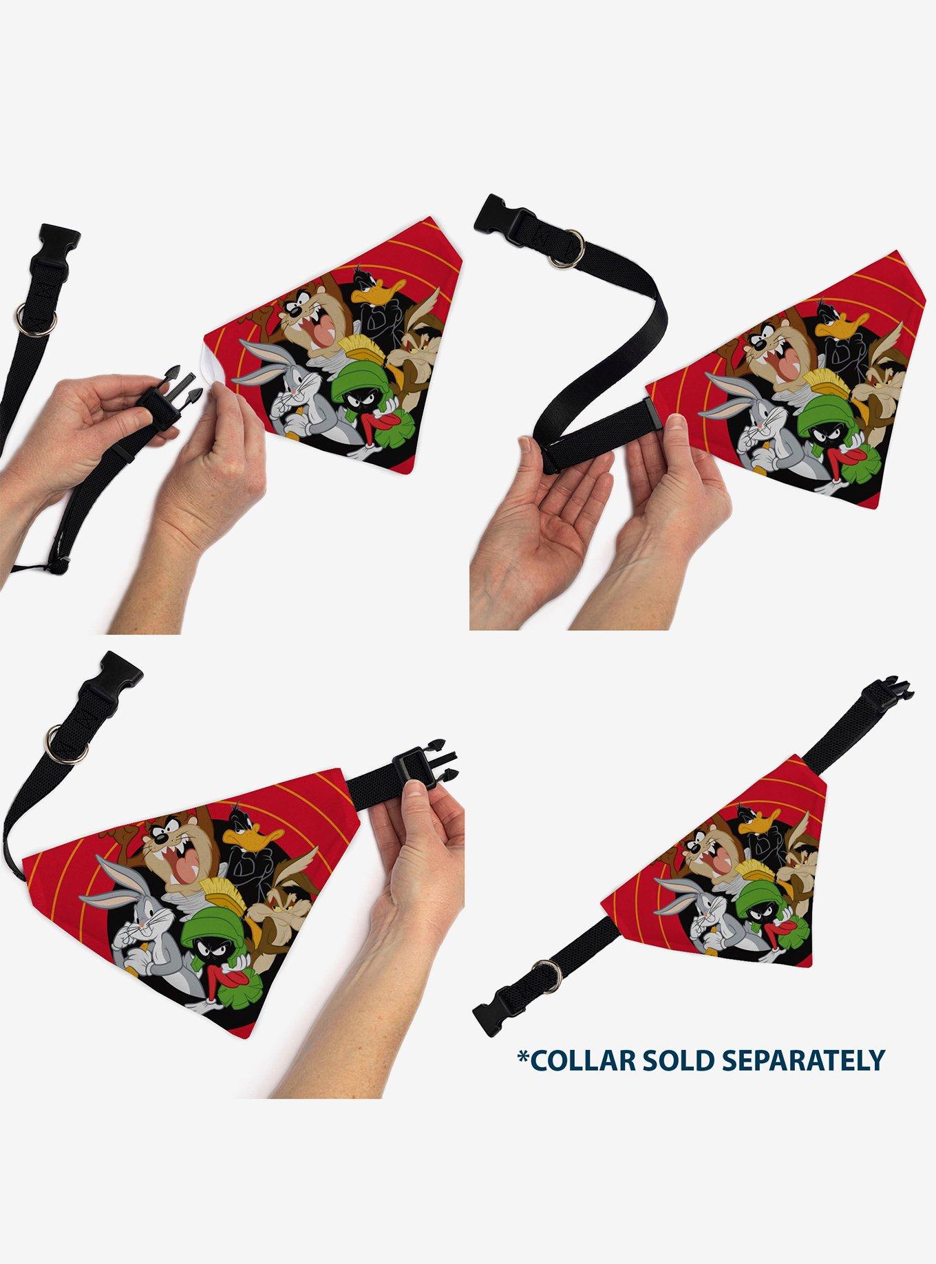 Looney Tunes Five Character Target Close Up Pose Slip On Collar Pet Bandana - Bandana Only, , alternate