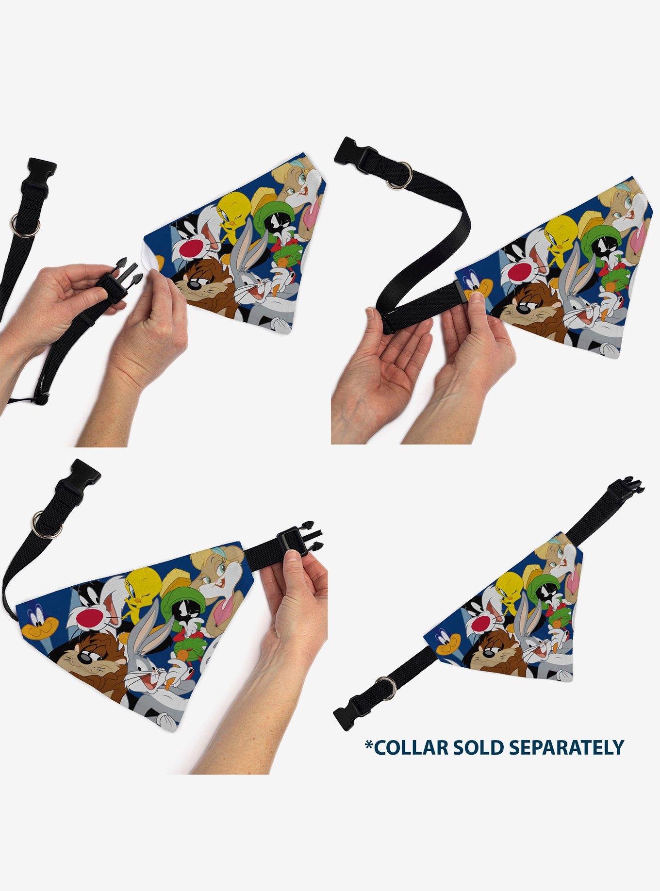 Looney Tunes Seven Character Stack Pose Slip On Collar Pet Bandana - Bandana Only, , alternate