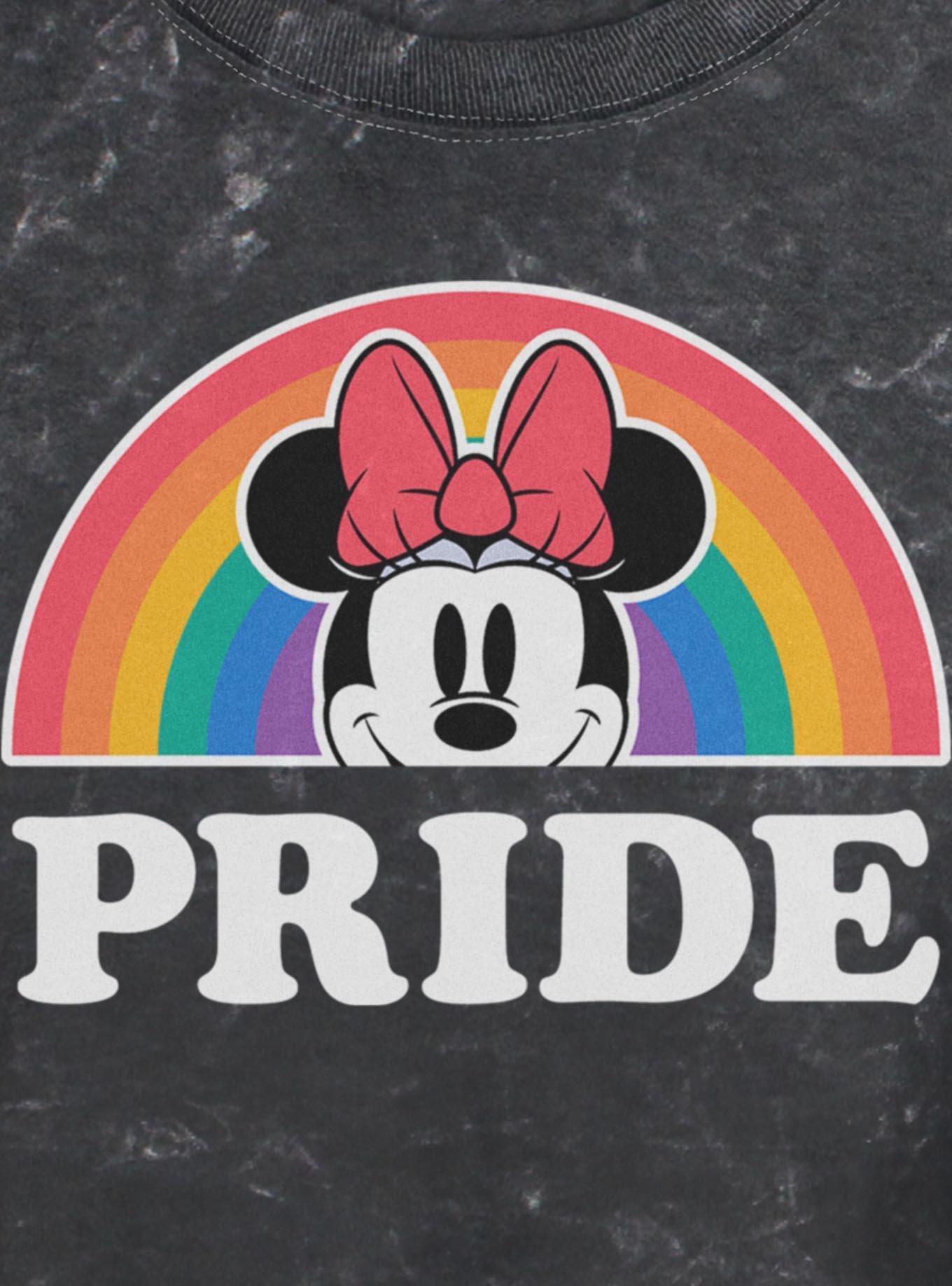 Disney Minnie Mouse Pride Rainbow Girls Mineral Wash Crop T-Shirt, , hi-res