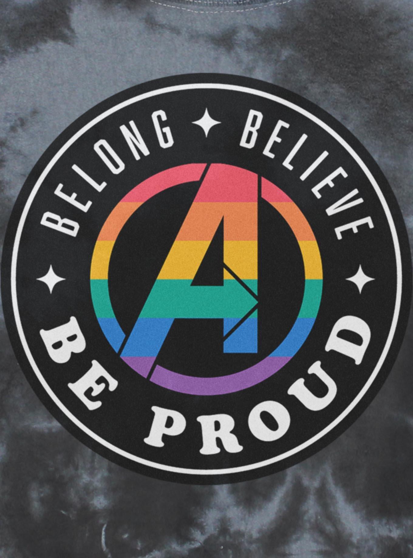 Marvel Belong Believe Be Proud Girls Tie-Dye Crop T-Shirt, , hi-res