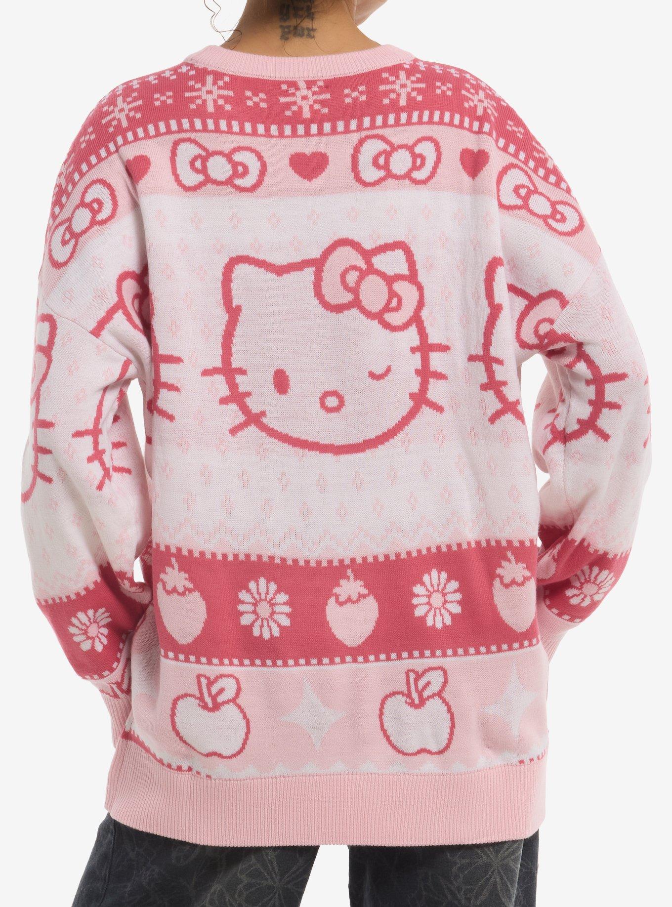 Hello Kitty Pink Fair Isle Girls Oversized Sweater, MULTI, alternate - view 2