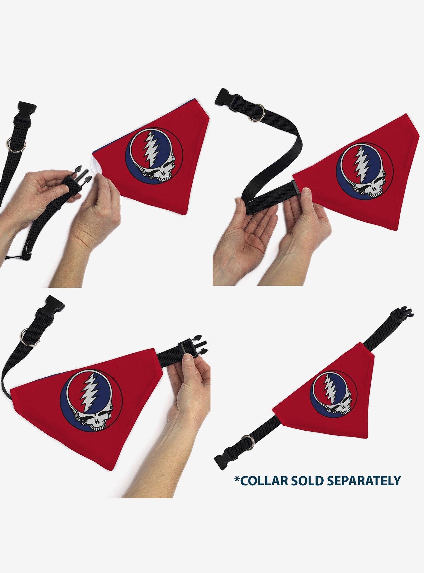 Grateful Dead Steal Your Face Logo Centered Slip On Collar Pet Bandana - Bandana Only, , alternate