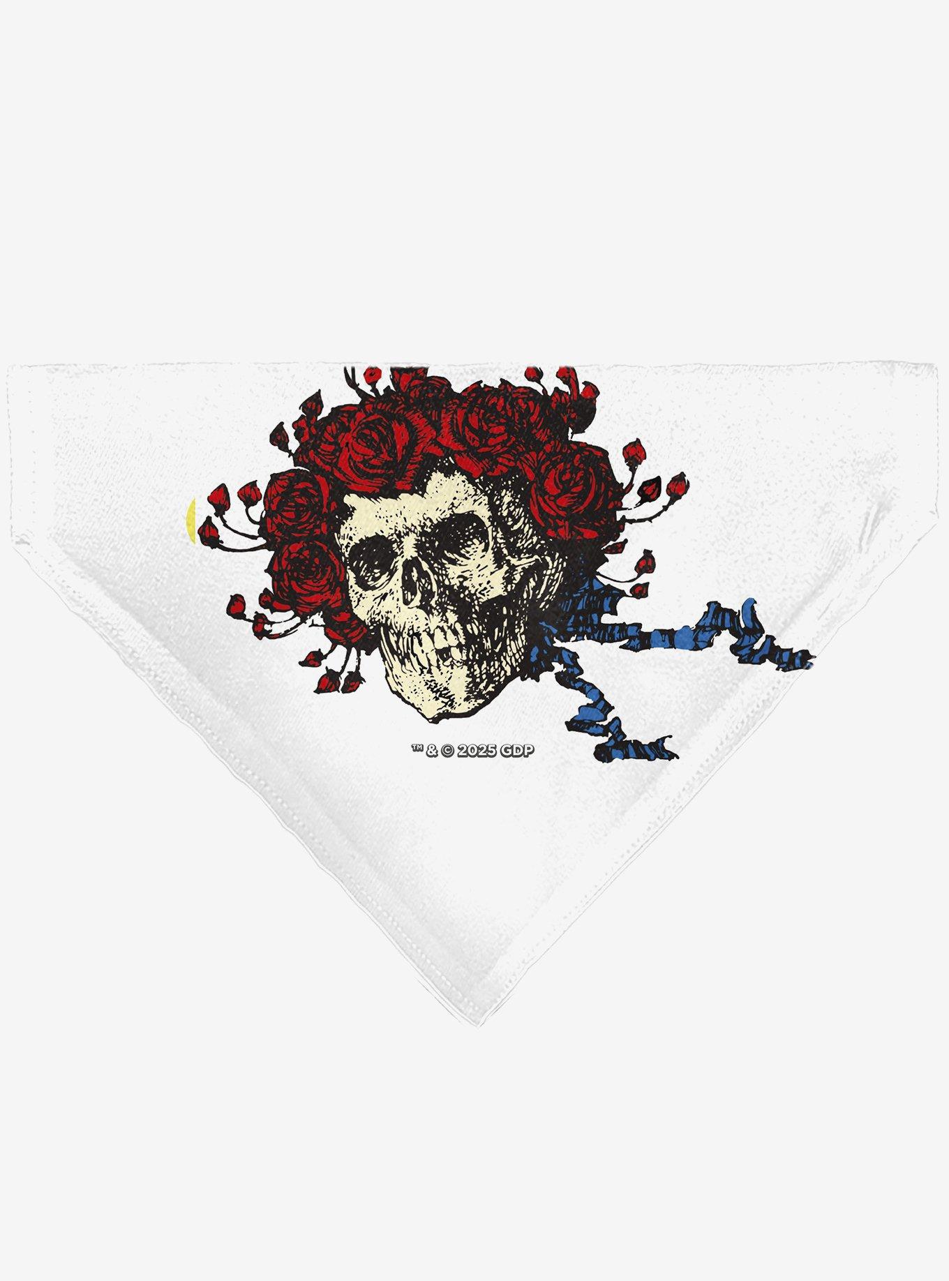 Grateful Dead Skull and Rose Face Slip On Collar Pet Bandana - Bandana Only, , hi-res