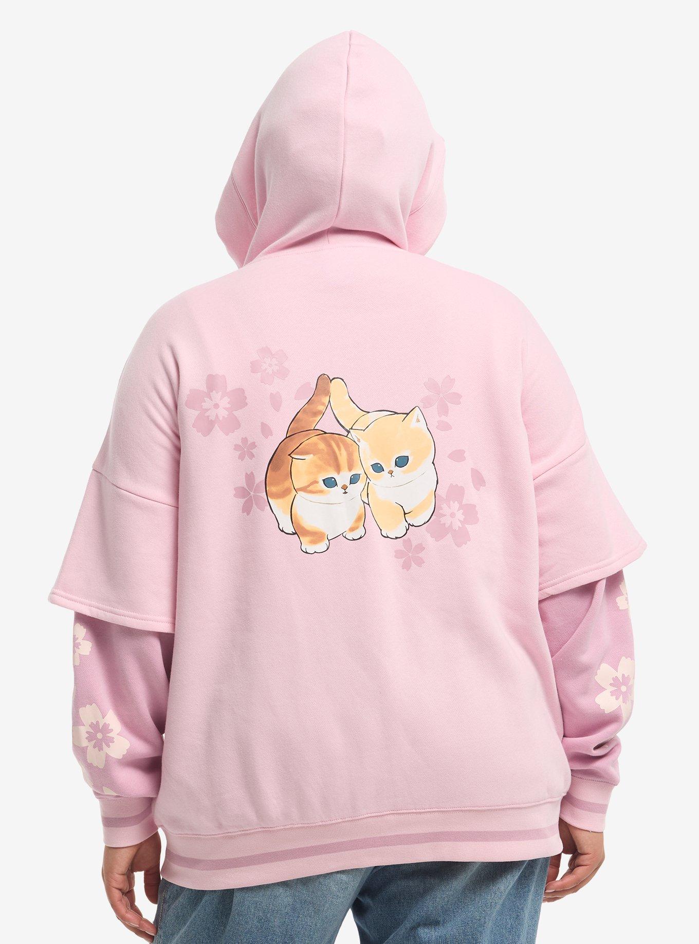 Mofusand Cherry Blossom Girls Twofer Hoodie Plus Size, MULTI, alternate - view 2