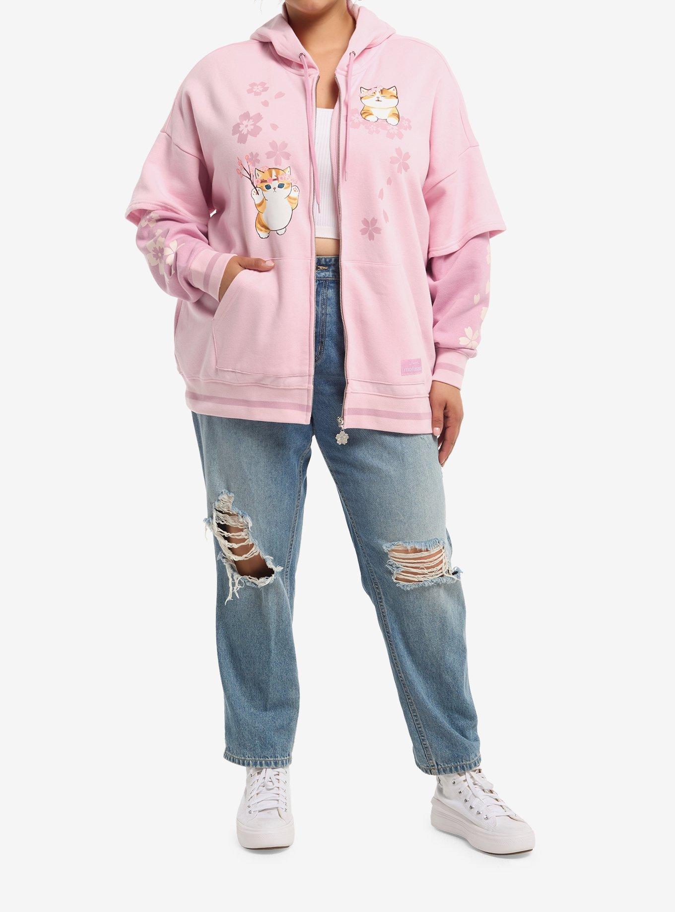 Mofusand Cherry Blossom Girls Twofer Hoodie Plus Size, MULTI, alternate - view 3
