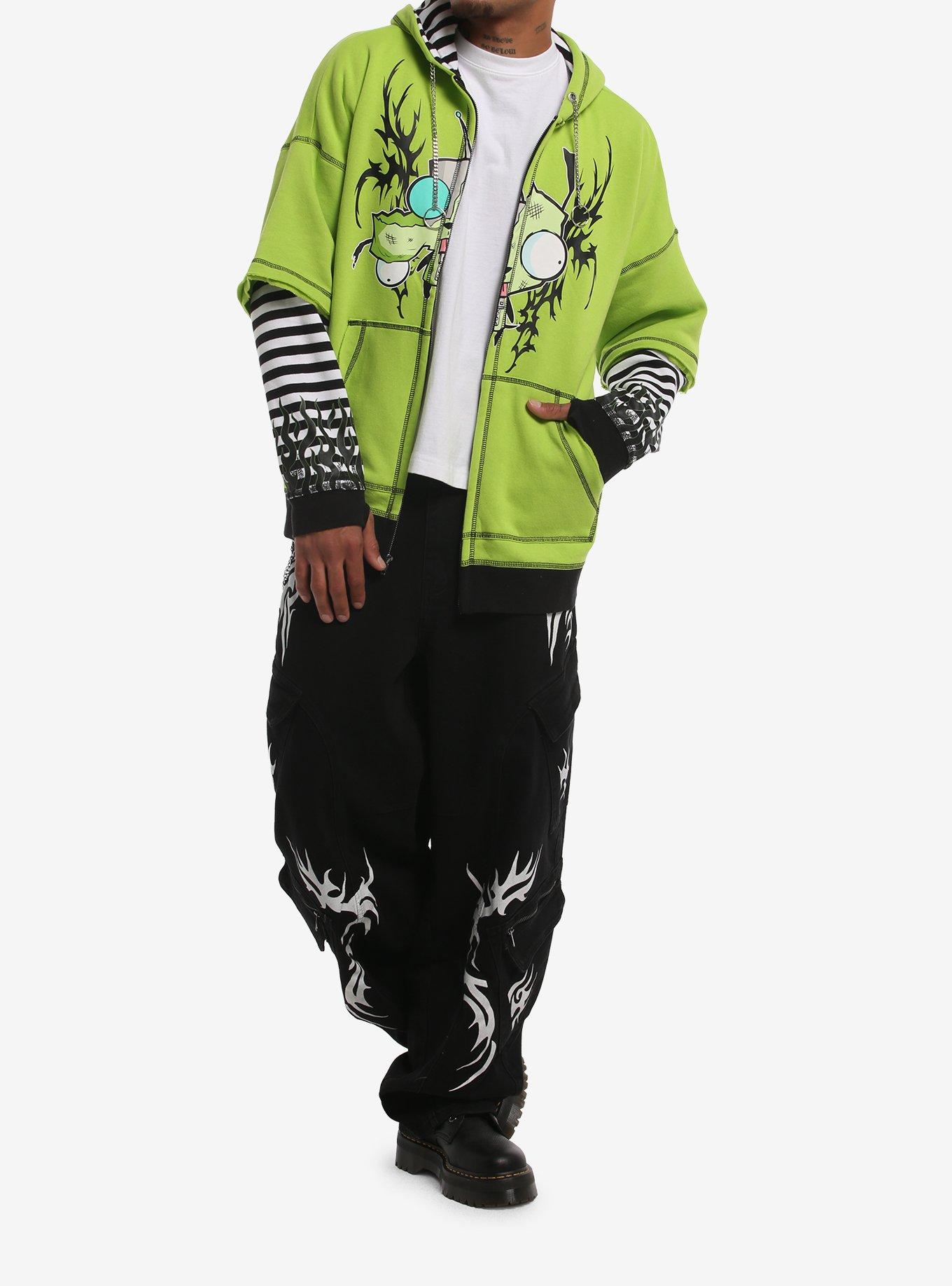 Invader Zim GIR Stripe Twofer Hoodie, GREEN, alternate - view 3