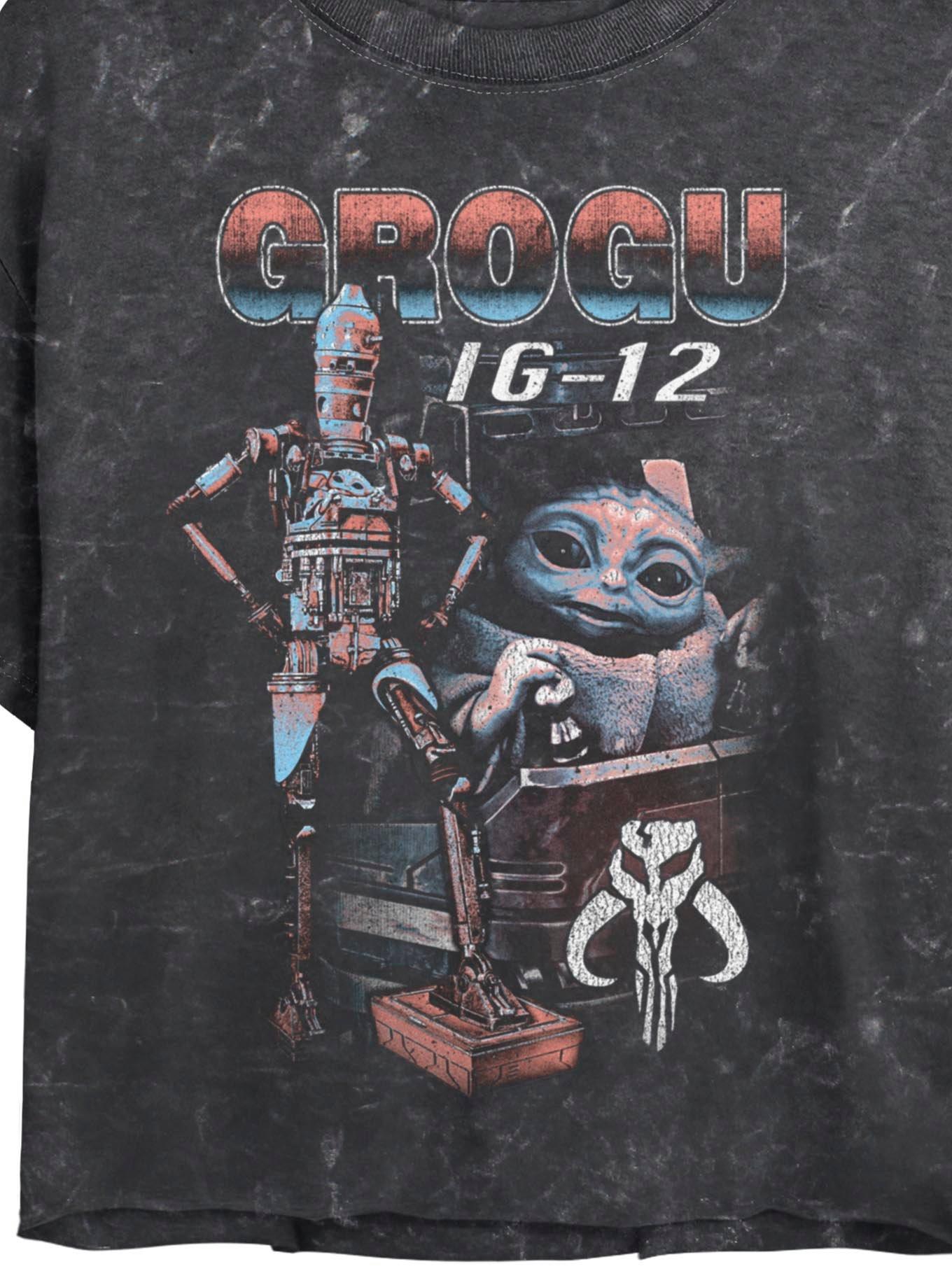 Star Wars The Mandalorian Grogu & IG-12 Girls Mineral Wash Crop T-Shirt, , hi-res