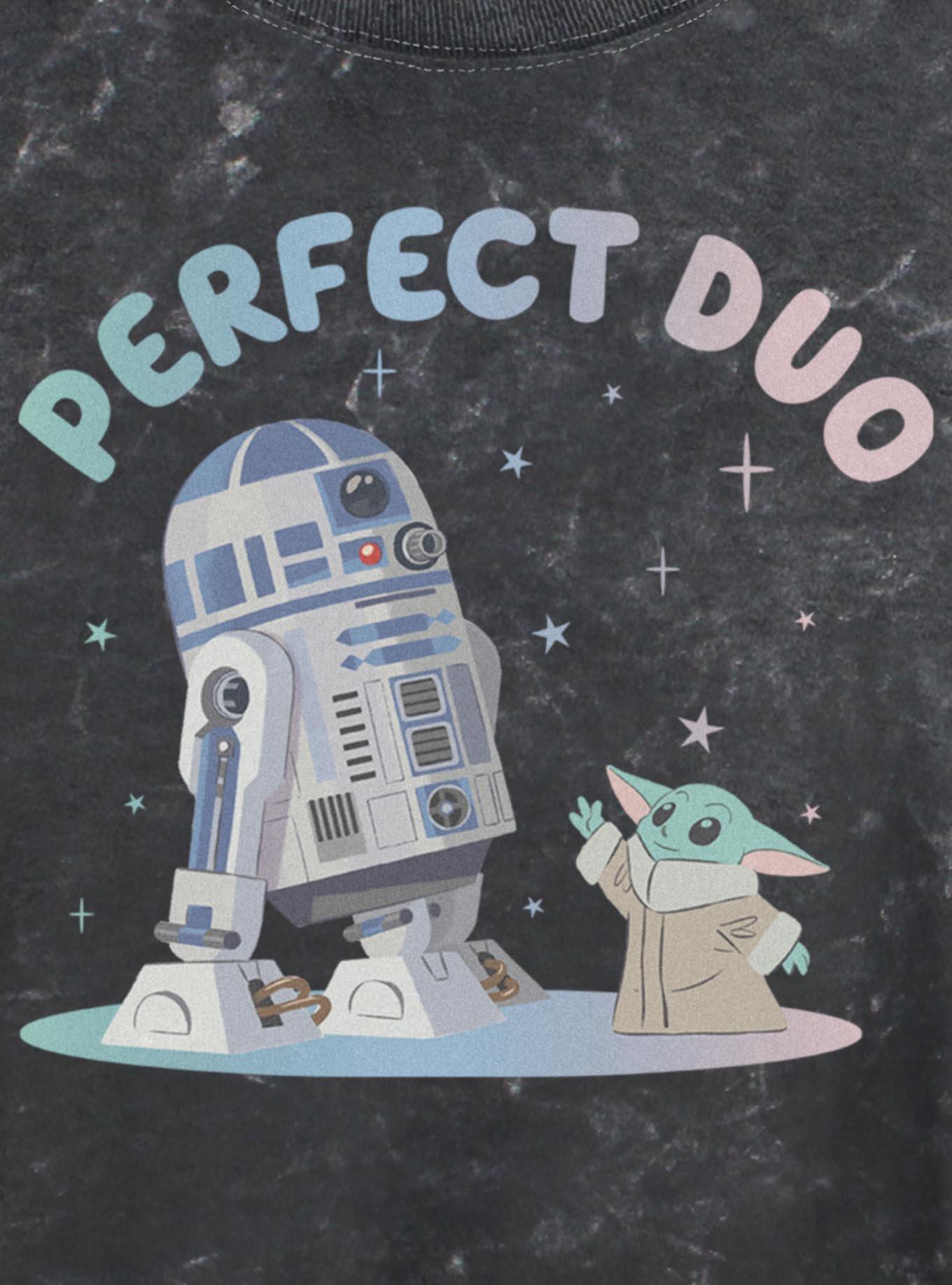 Star Wars The Mandalorian Grogu & R2-D2 Perfect Duo Girls Mineral Wash Crop T-Shirt, , hi-res