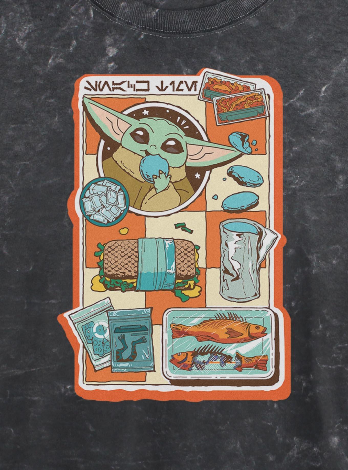 Star Wars The Mandalorian & Grogu Snack Time Girls Mineral Wash Crop T-Shirt, , hi-res