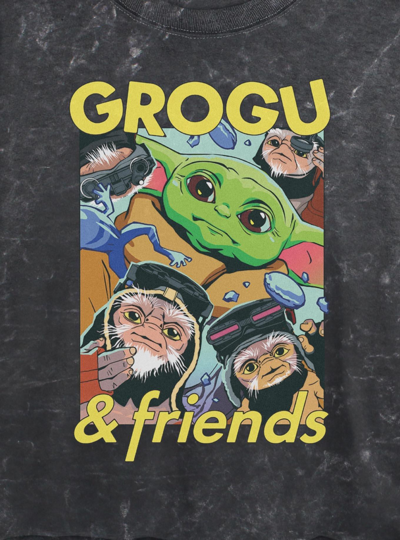 Star Wars The Mandalorian & Grogu And Friends Girls Mineral Wash Crop T-Shirt, BLACK, alternate - view 2