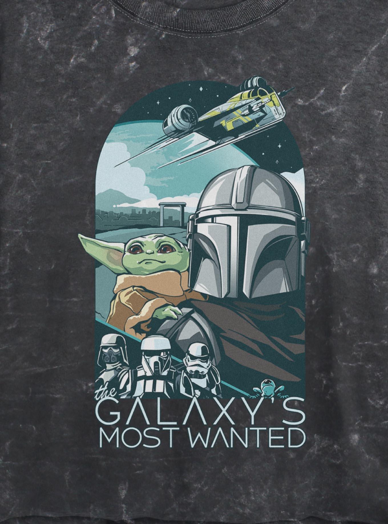 Star Wars The Mandalorian & Grogu Galaxy's Most Wanted Girls Mineral Wash Crop T-Shirt, , hi-res
