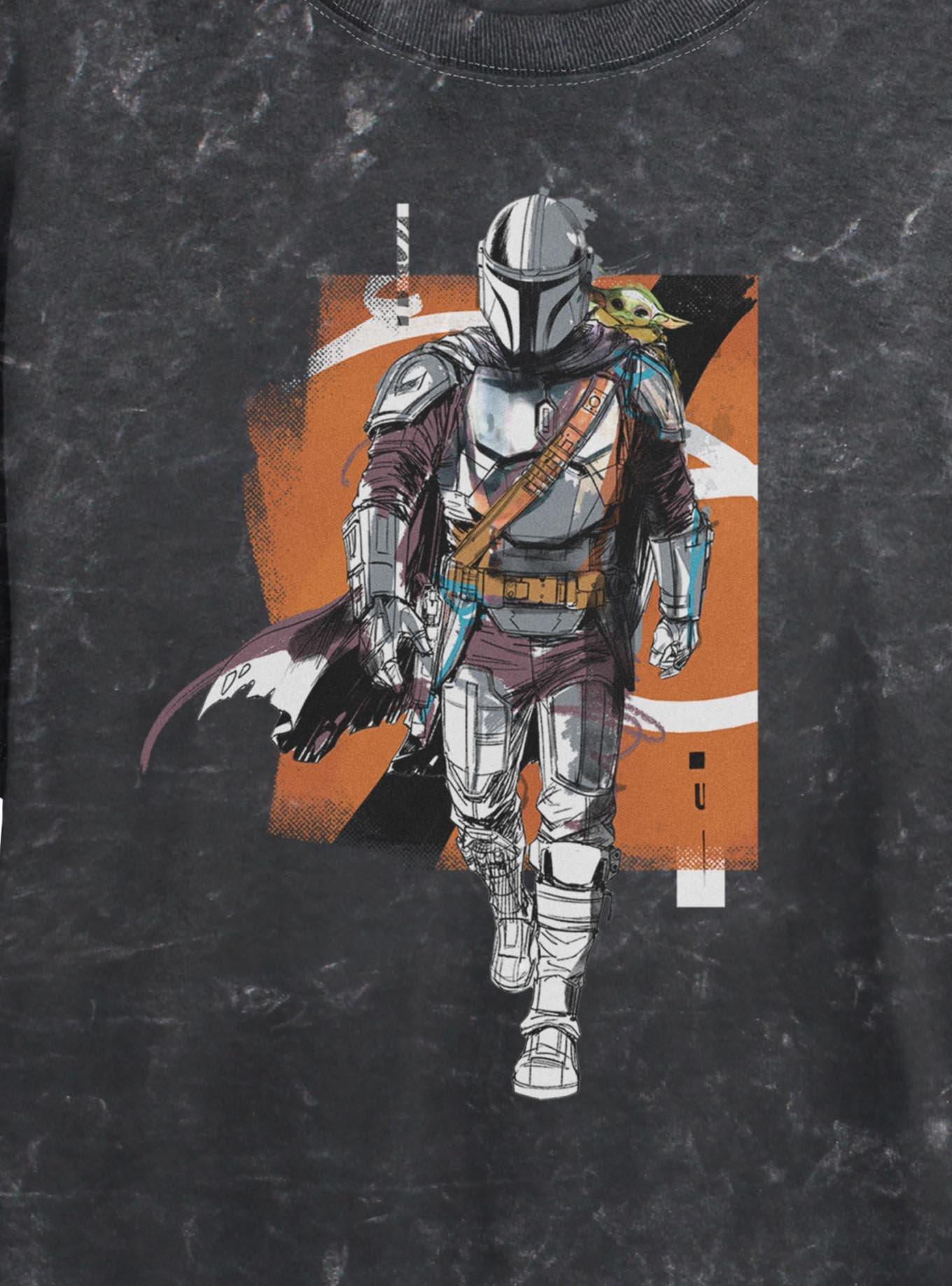 Star Wars The Mandalorian & Grogu Bounty Hunters Graphic Girls Mineral Wash Crop T-Shirt, , hi-res
