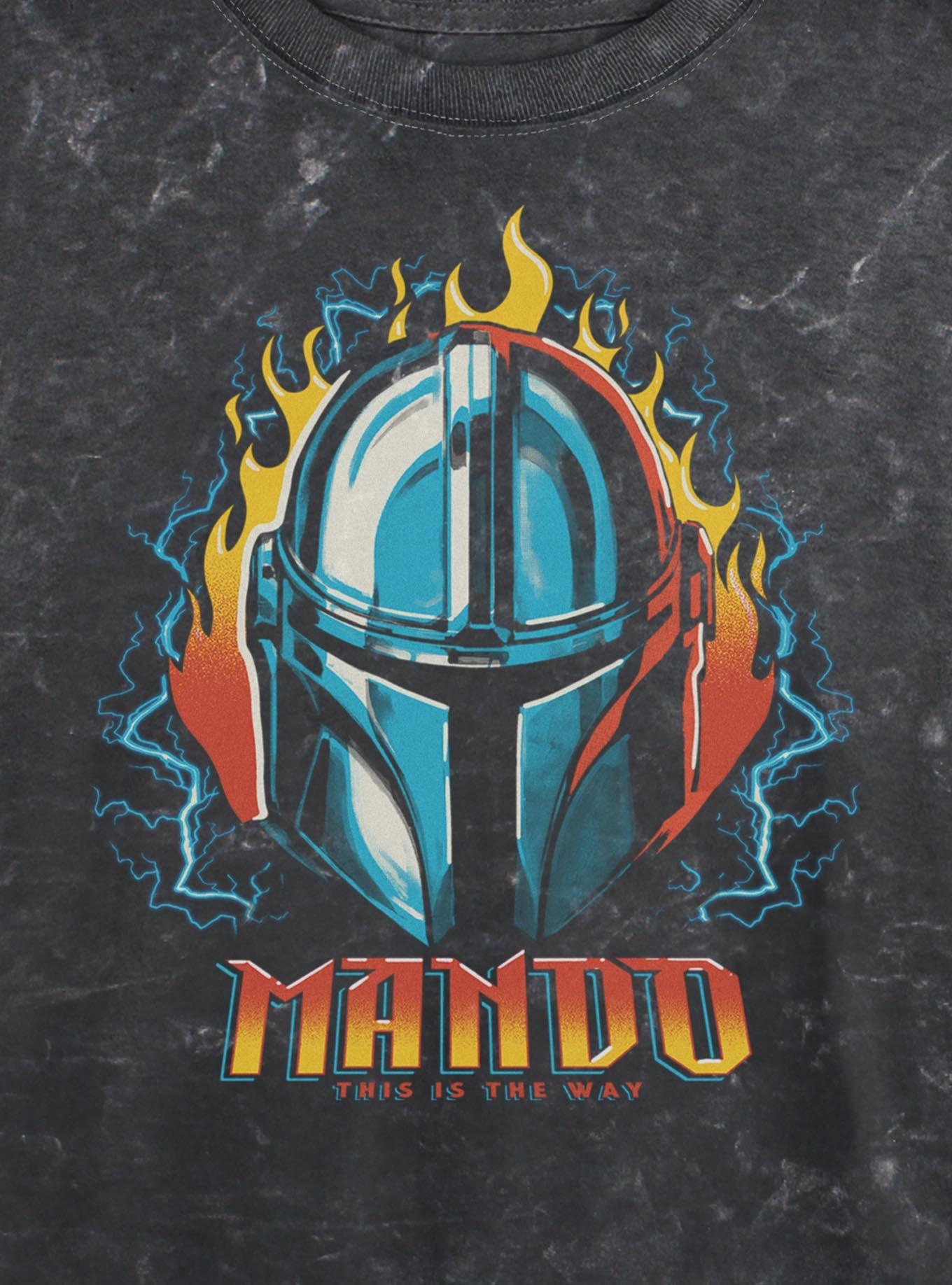 Star Wars The Mandalorian Flame Helmet Girls Mineral Wash Crop T-Shirt, , hi-res