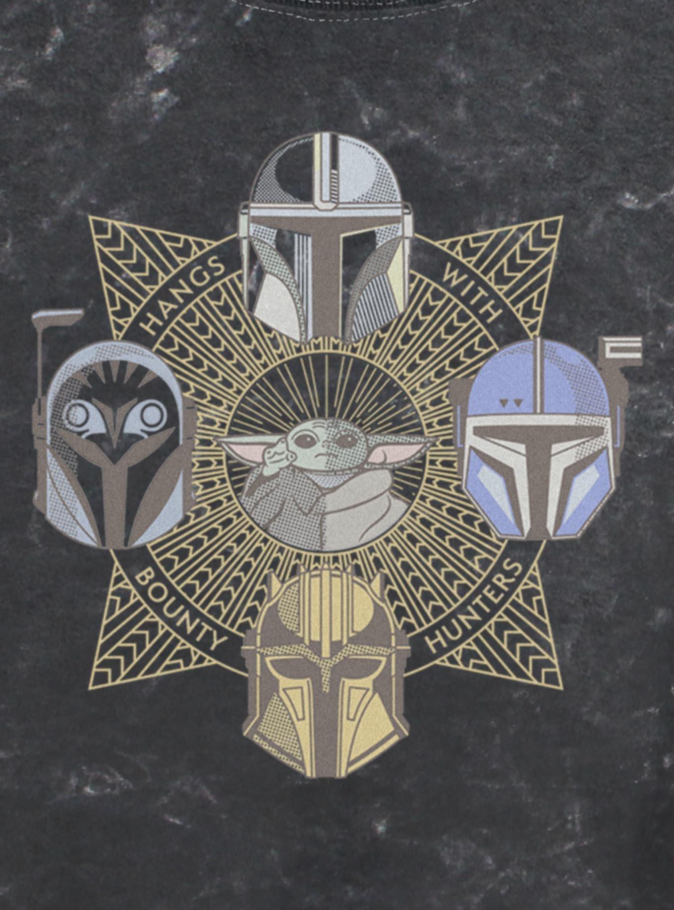 Star Wars The Mandalorian Grogu And Hunters Girls Mineral Wash Crop T-Shirt, , hi-res