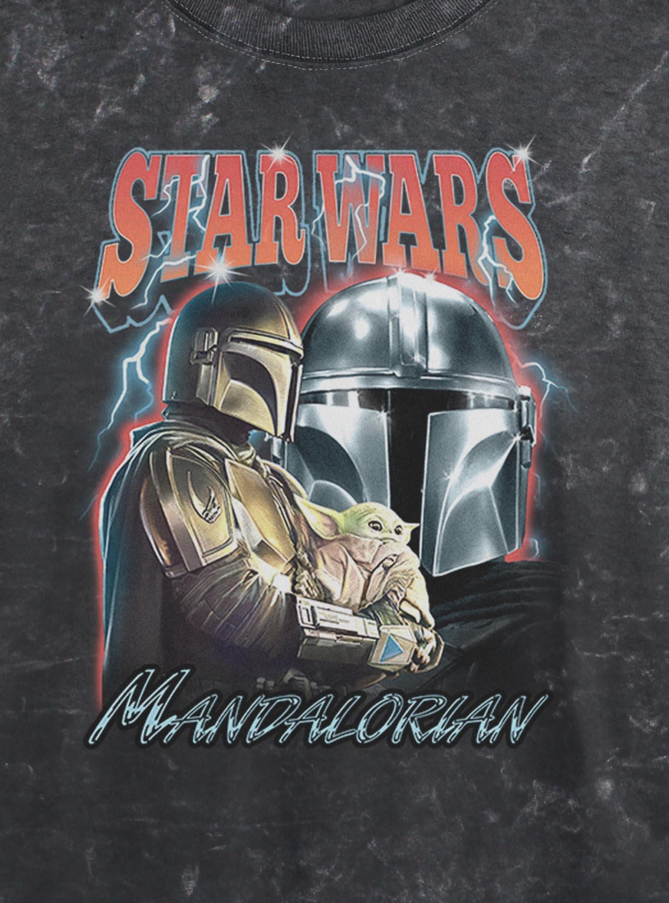Star Wars The Mandalorian & Grogu Pose Girls Mineral Wash Crop T-Shirt, BLACK, alternate - view 2