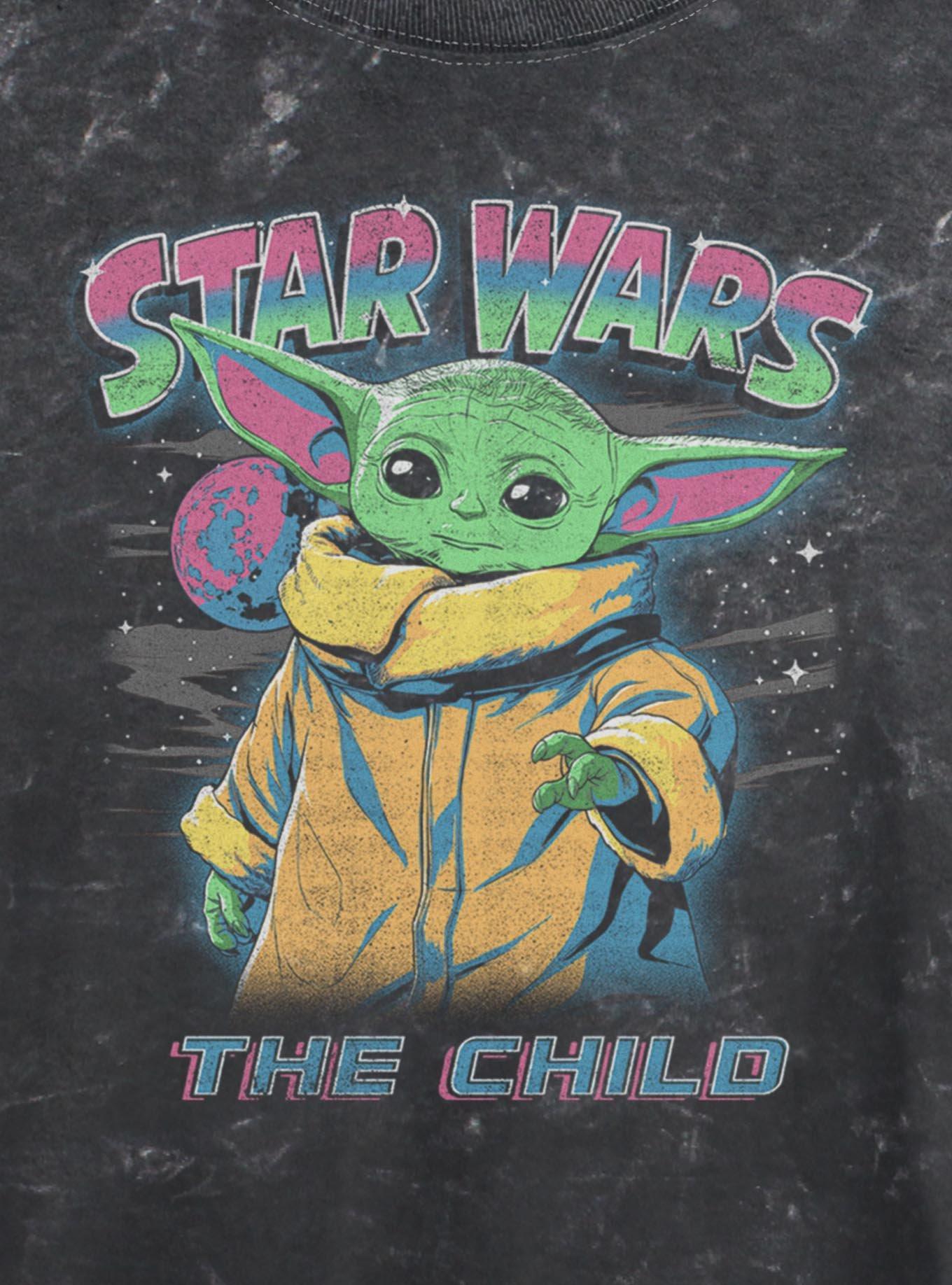 Star Wars The Mandalorian Cosmic Grogu Girls Mineral Wash Crop T-Shirt, , hi-res