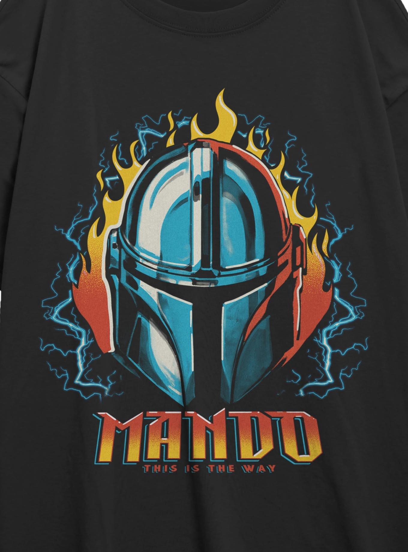 Star Wars The Mandalorian Flame Helmet Girls Oversized T-Shirt, , hi-res