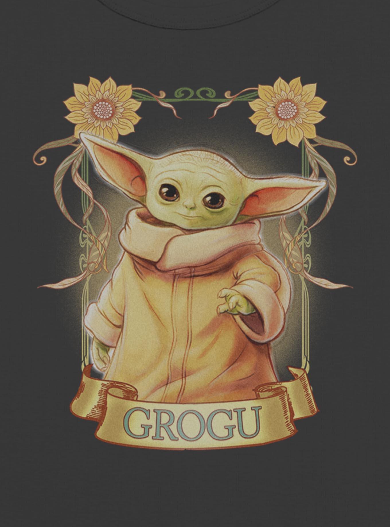 Star Wars The Mandalorian Grogu Floral Ornate Frame Girls Baby T-Shirt, , hi-res