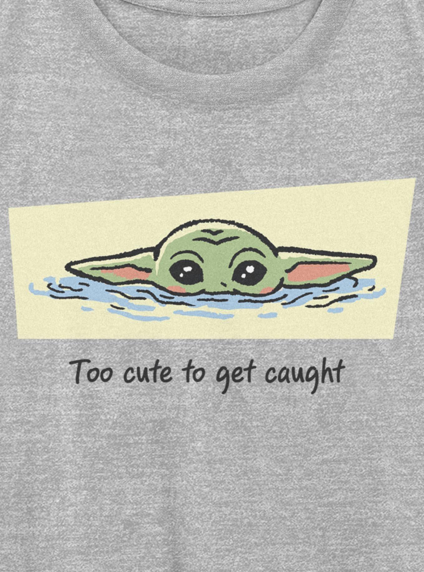 Star Wars The Mandalorian & Grogu Too Cute To Get Caught Girls Oversized T-Shirt, ATH HTR, alternate - view 2