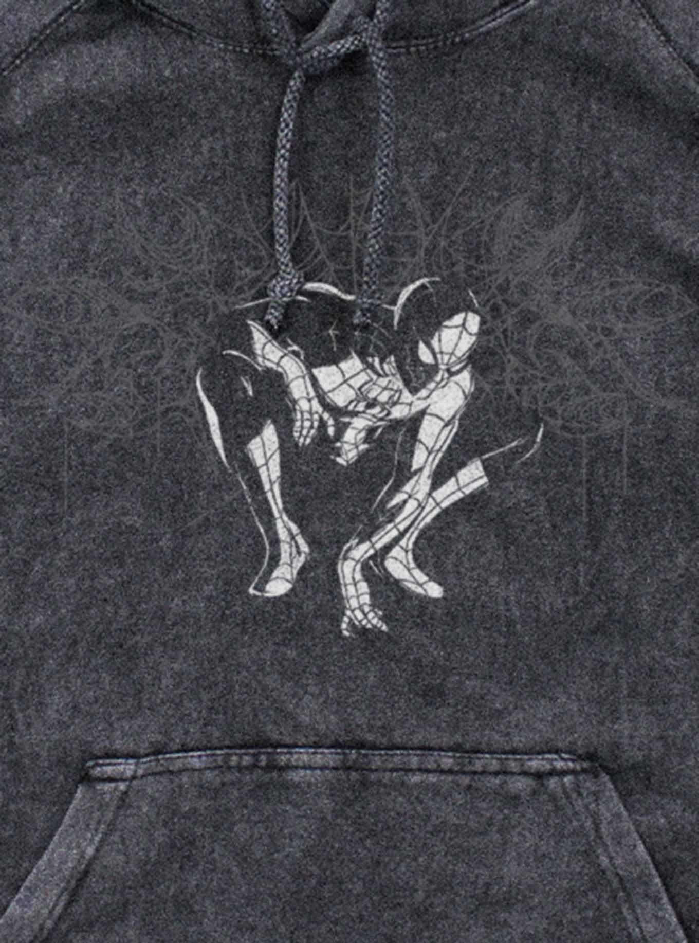 Marvel Spider-Man: Brand New Day Dark Spiderweb Mineral Wash Hoodie Hot Topic Exclusive, BLACK, alternate