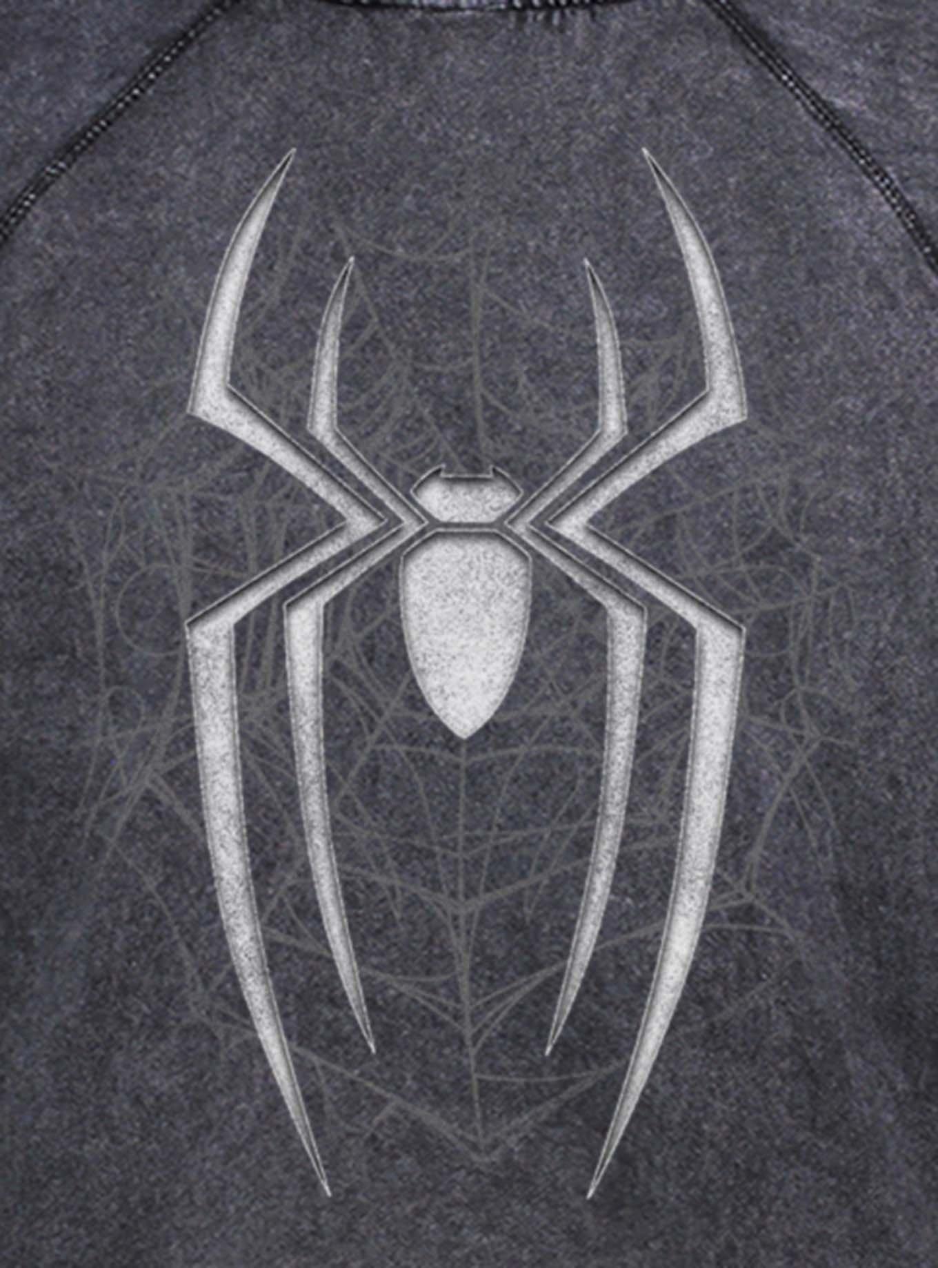 Marvel Spider-Man: Brand New Day Dark Spiderweb Mineral Wash Hoodie Hot Topic Exclusive, BLACK, alternate