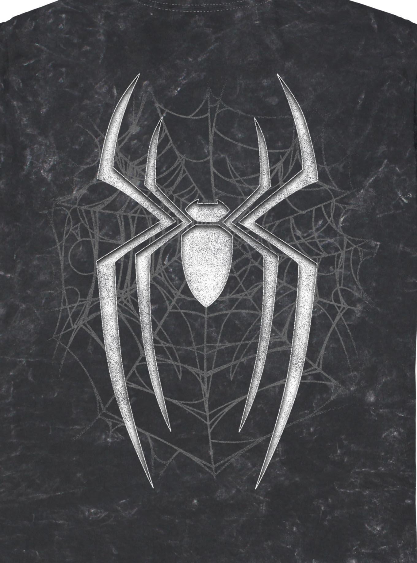 Marvel Spider-Man: Brand New Day Dark Spiderweb Mineral Wash T-Shirt Hot Topic Exclusive, BLACK, alternate - view 4