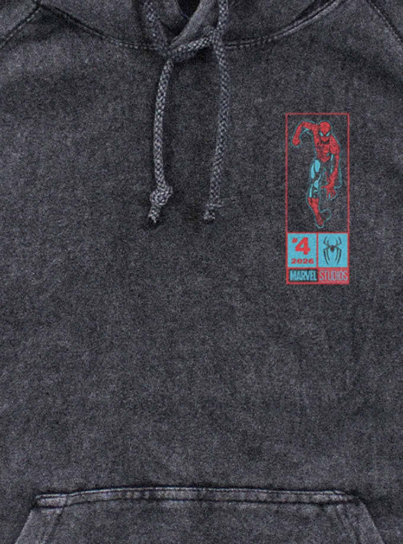 Marvel Spider-Man: Brand New Day Web Slinger Mineral Wash Hoodie Hot Topic Exclusive, BLACK, alternate - view 3