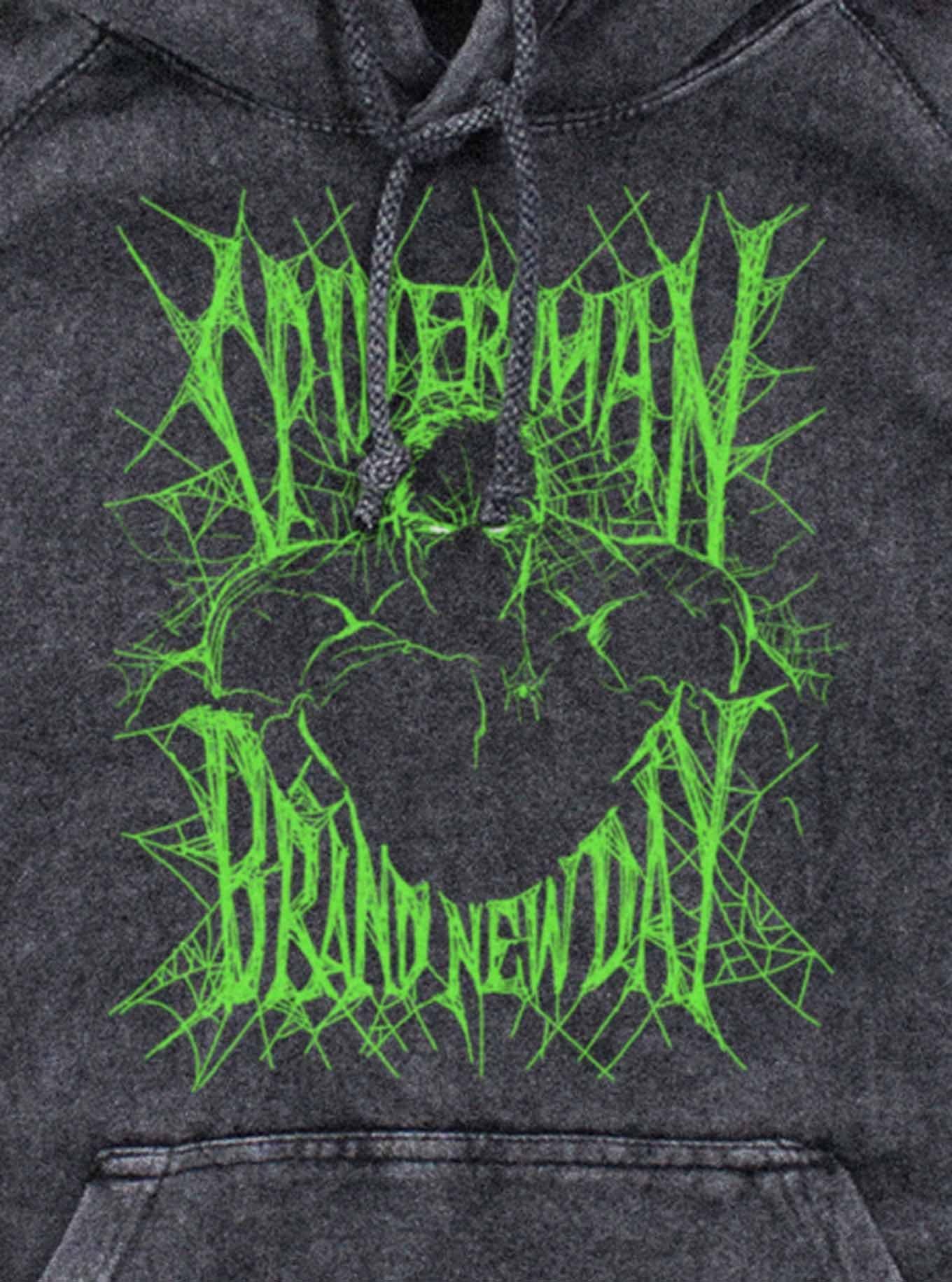 Marvel Spider-Man: Brand New Day Hulk On Web Mineral Wash Hoodie Hot Topic Exclusive, BLACK, alternate - view 3