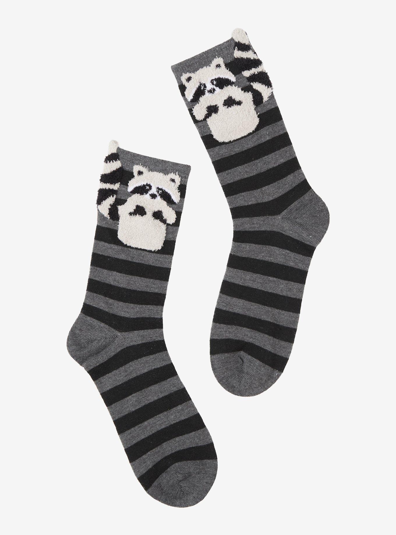 Raccoon Stripe Crew Socks, , alternate - view 2