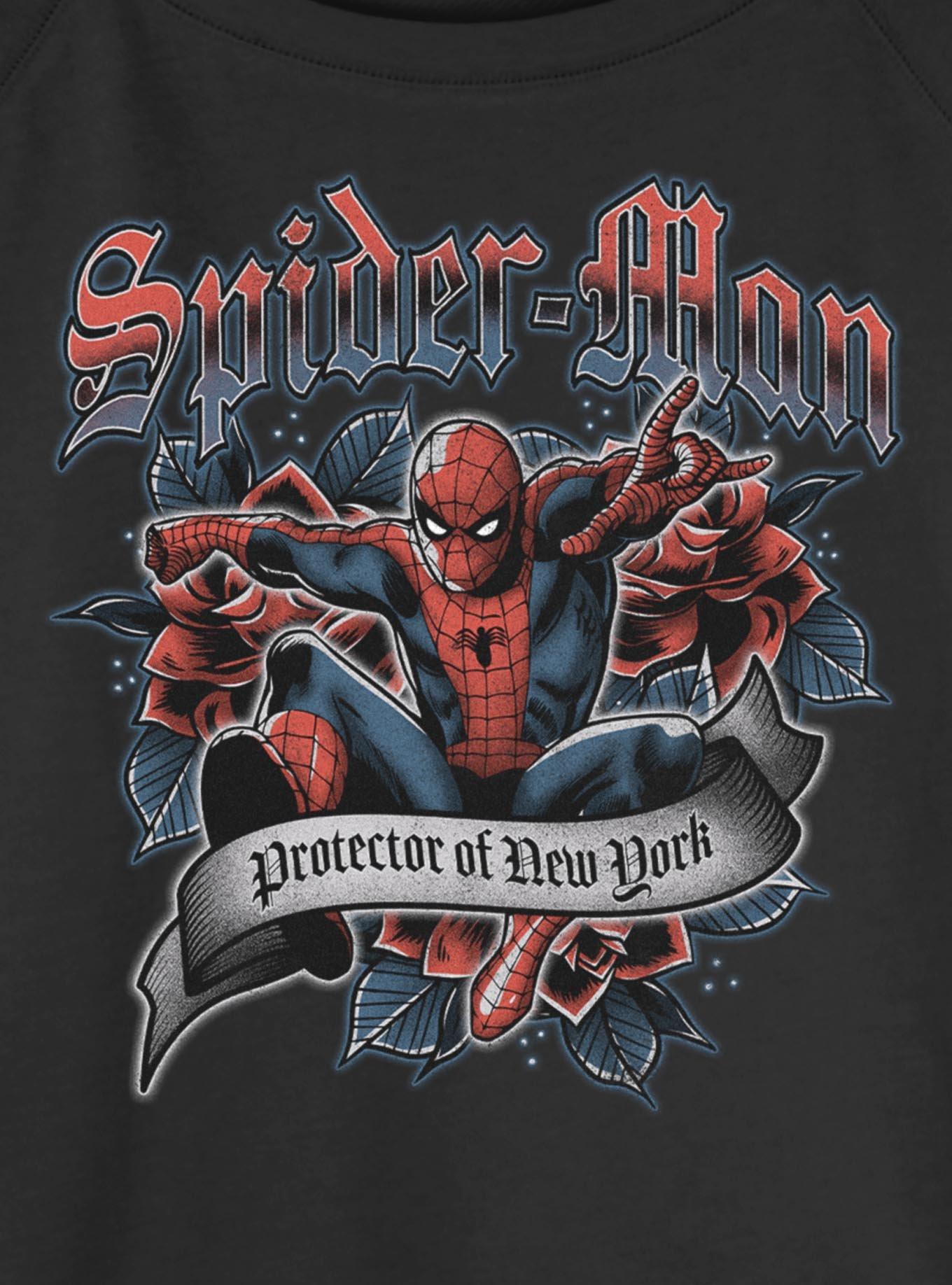 Marvel Spider-Man Tattoo Girls Slouchy Sweatshirt Hot Topic Exclusive, , hi-res