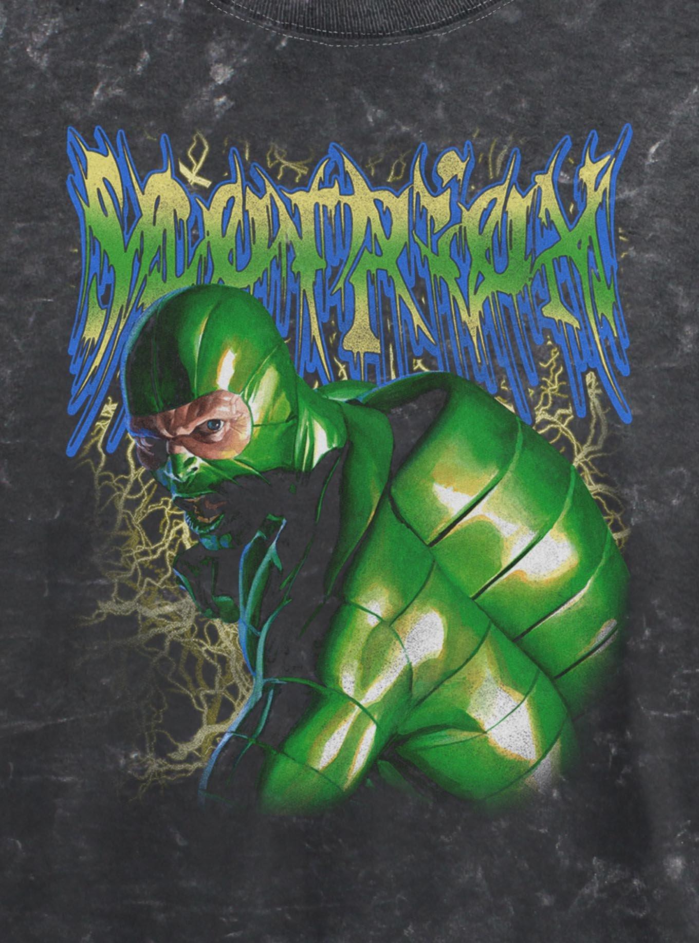 Marvel Spider-Man Scorpion Lightning Girls Mineral Wash Crop T-Shirt Hot Topic Exclusive, , hi-res