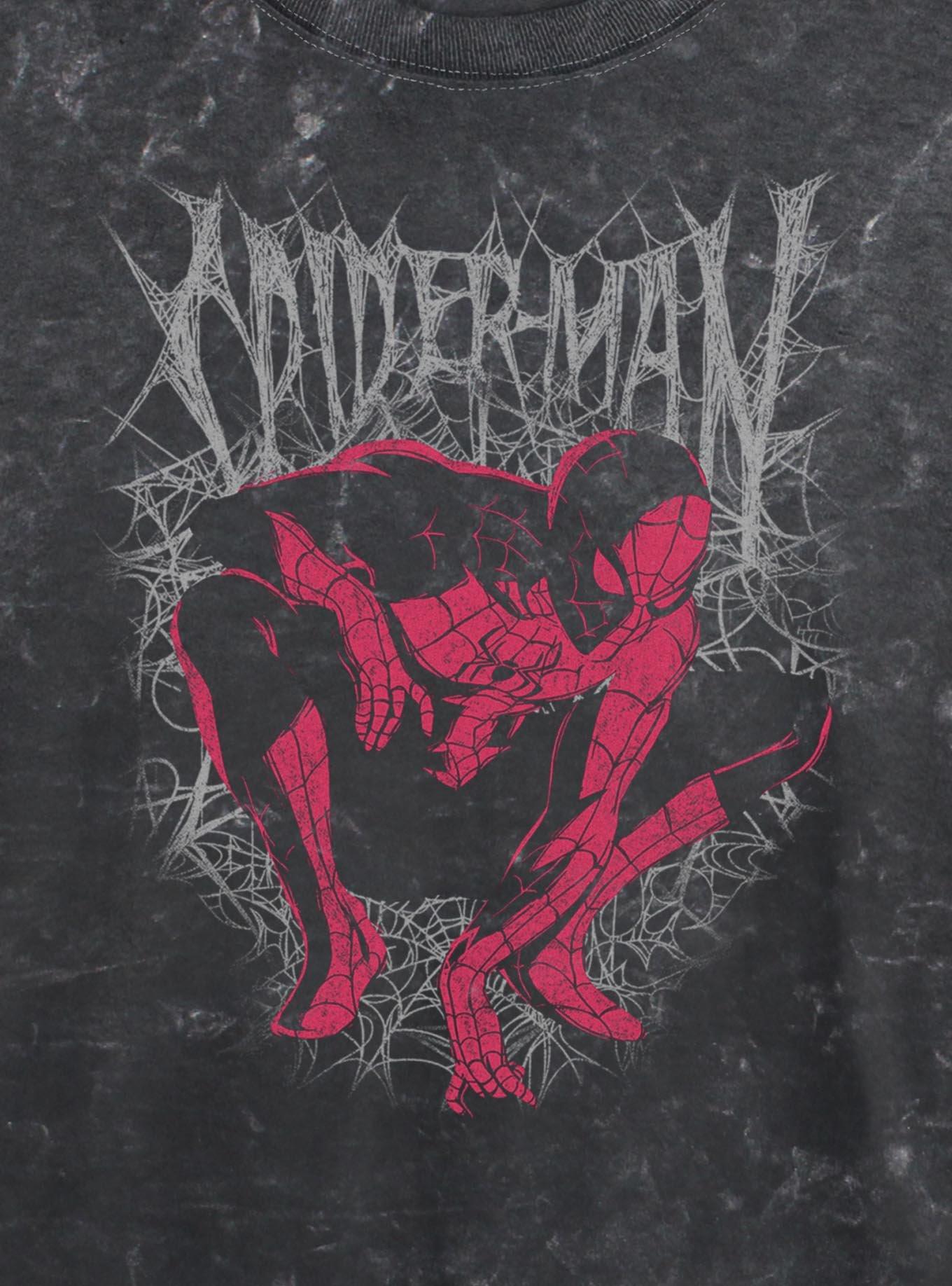 Marvel Spider-Man: Brand New Day In The Shadows Girls Mineral Wash Crop T-Shirt Hot Topic Exclusive, , hi-res