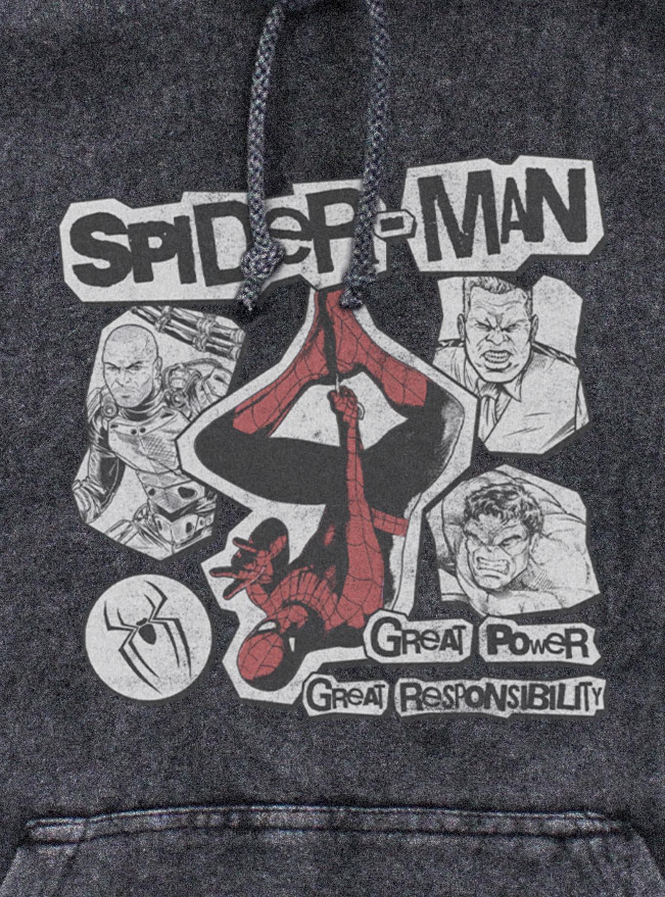 Marvel Spider-Man: Brand New Day Great Power Mineral Wash Hoodie Hot Topic Exclusive, , hi-res