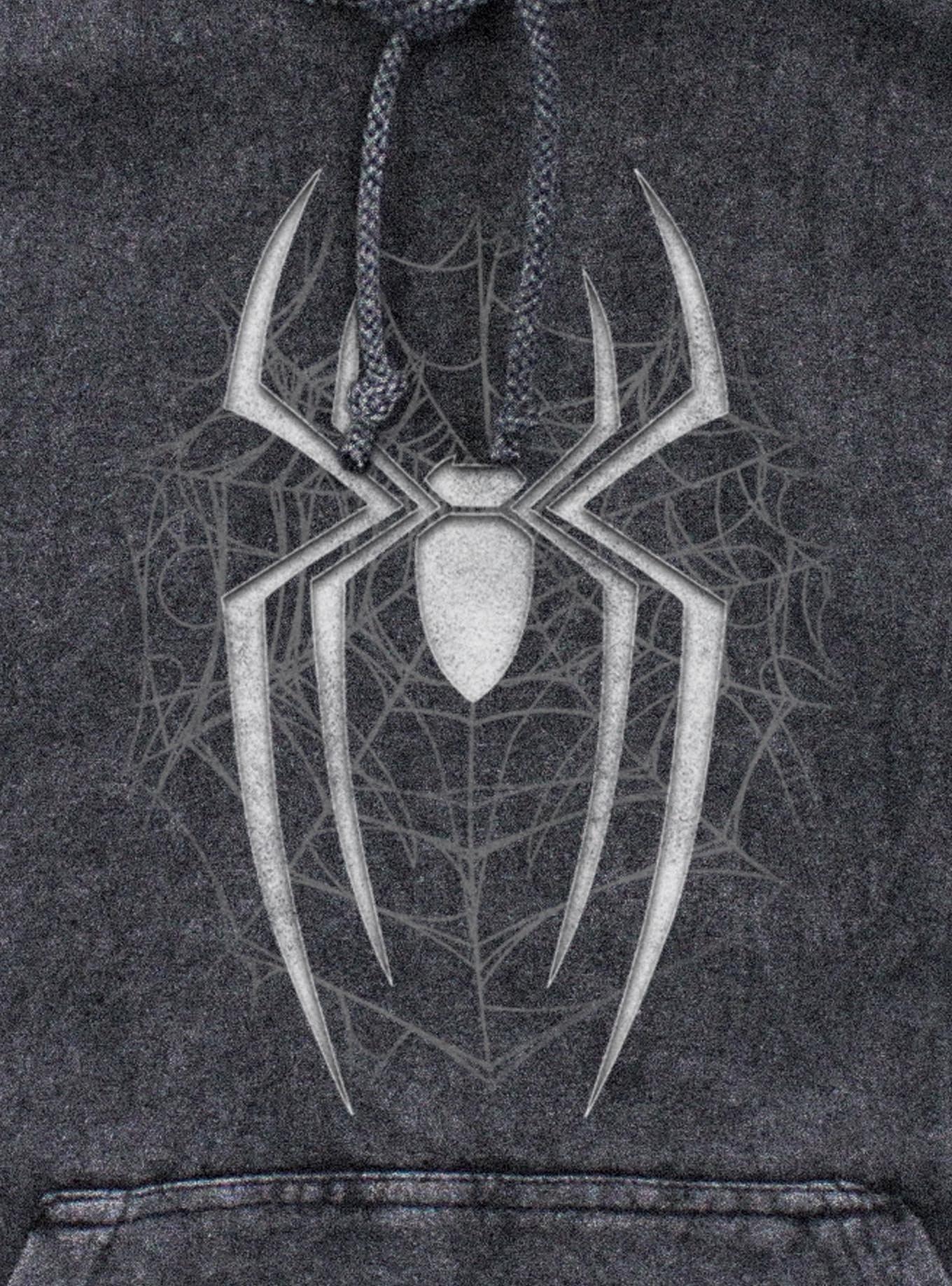 Marvel Spider-Man: Brand New Day Dark Spiderweb Mineral Wash Hoodie Hot Topic Exclusive, , hi-res
