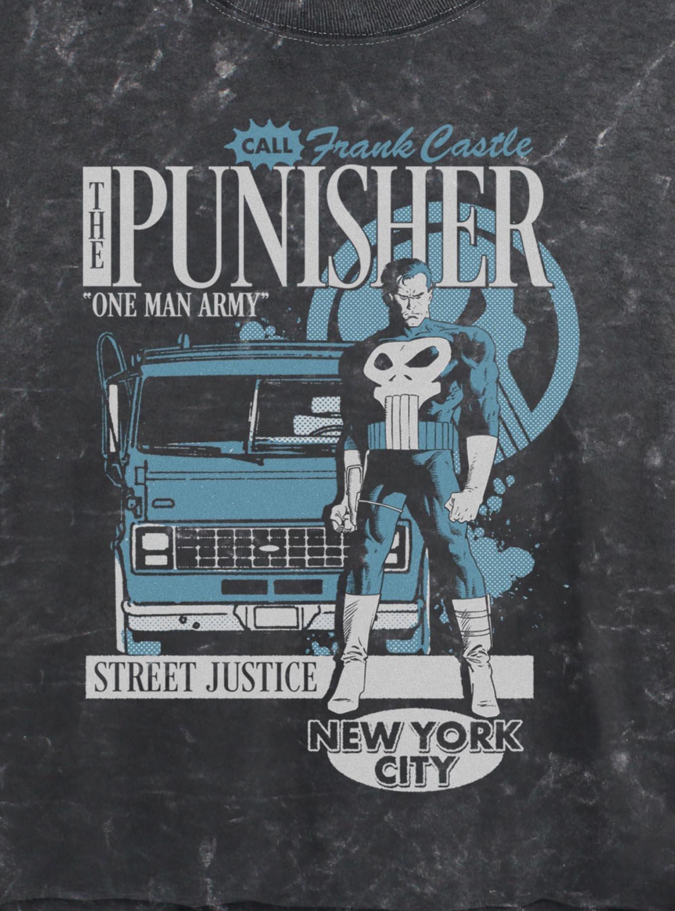 Marvel Punisher One Man Army Girls Mineral Wash Crop T-Shirt Hot Topic Exclusive, , hi-res