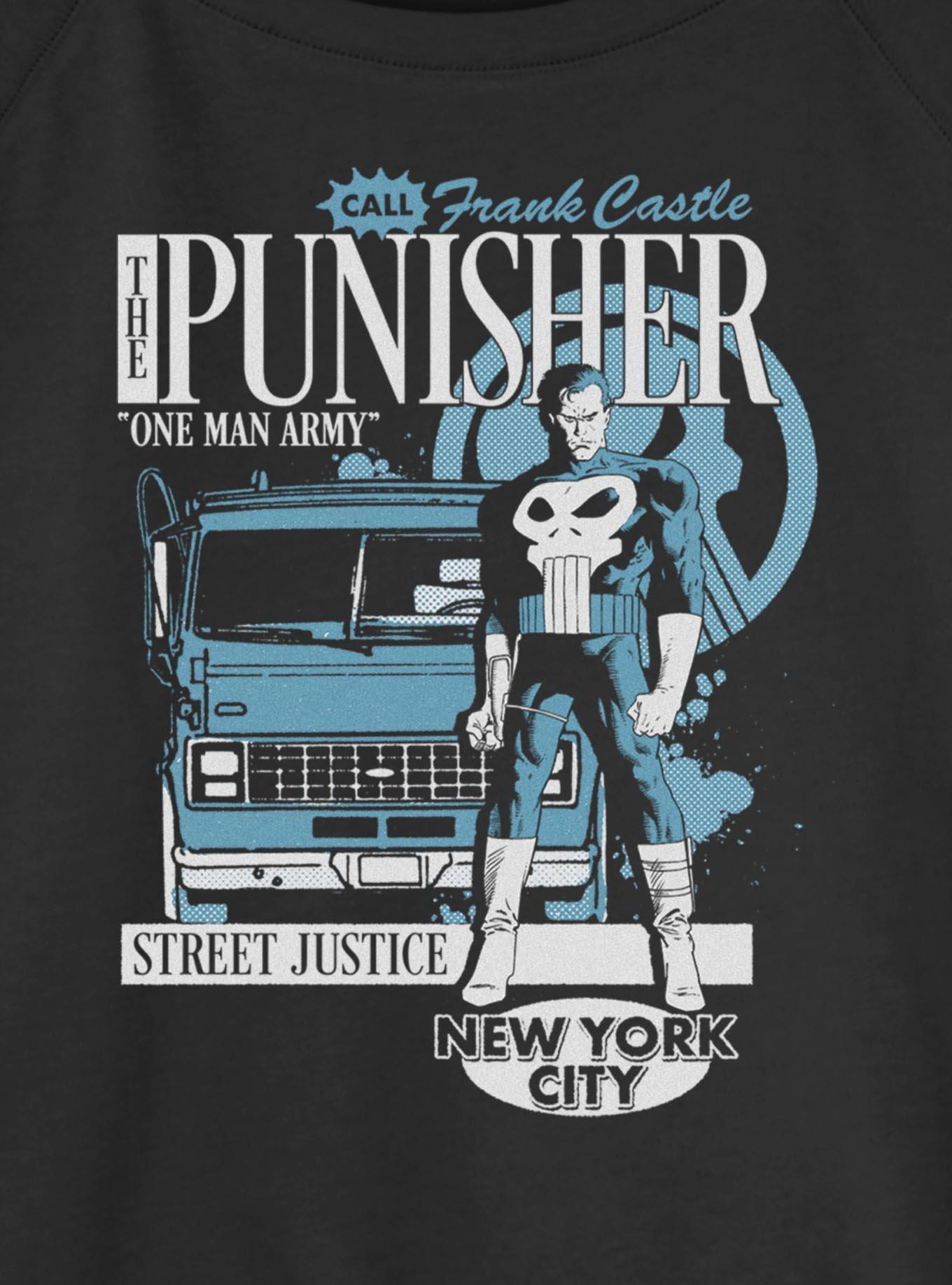 Marvel Punisher One Man Army Girls Slouchy Sweatshirt Hot Topic Exclusive, , hi-res