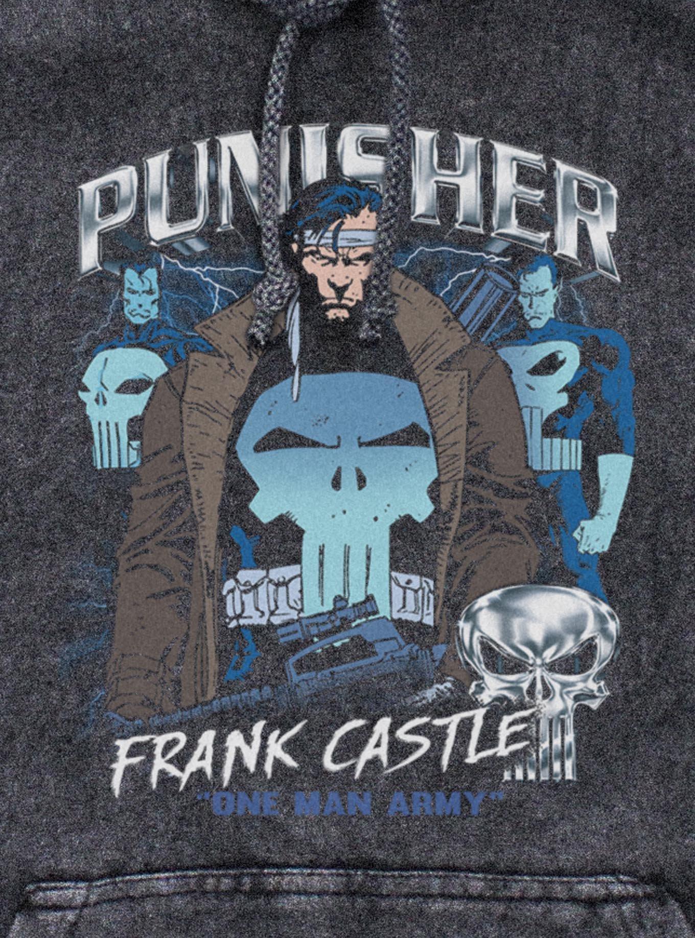Marvel Punisher Collage Mineral Wash Hoodie Hot Topic Exclusive, , hi-res