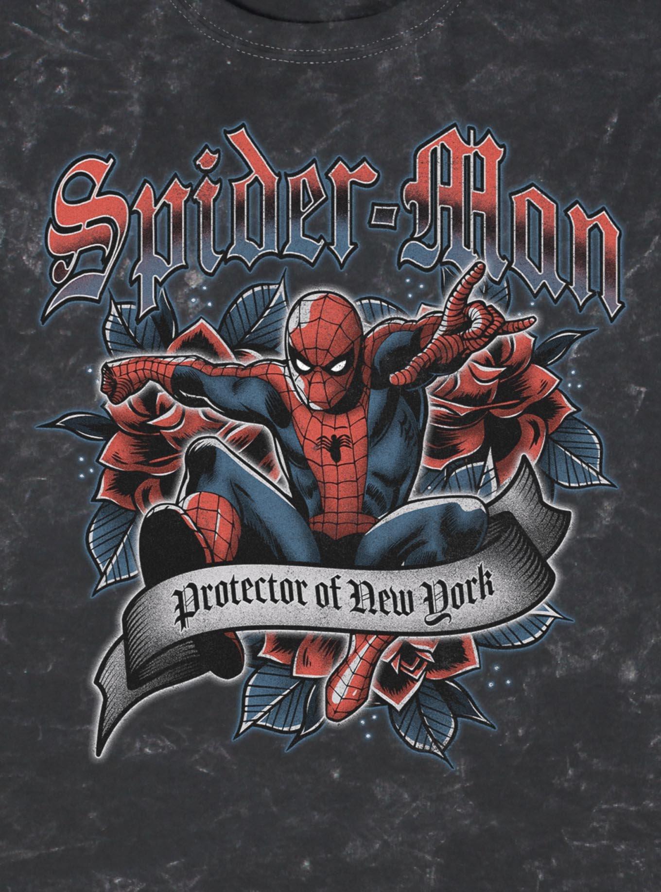Marvel Spider-Man Tattoo Mineral Wash T-Shirt Hot Topic Exclusive, , hi-res