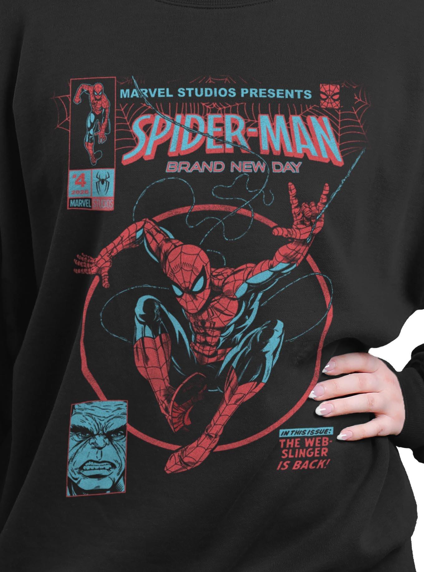 Marvel Spider-Man: Brand New Day Web Slinger Girls Oversized Sweatshirt Hot Topic Exclusive, , hi-res