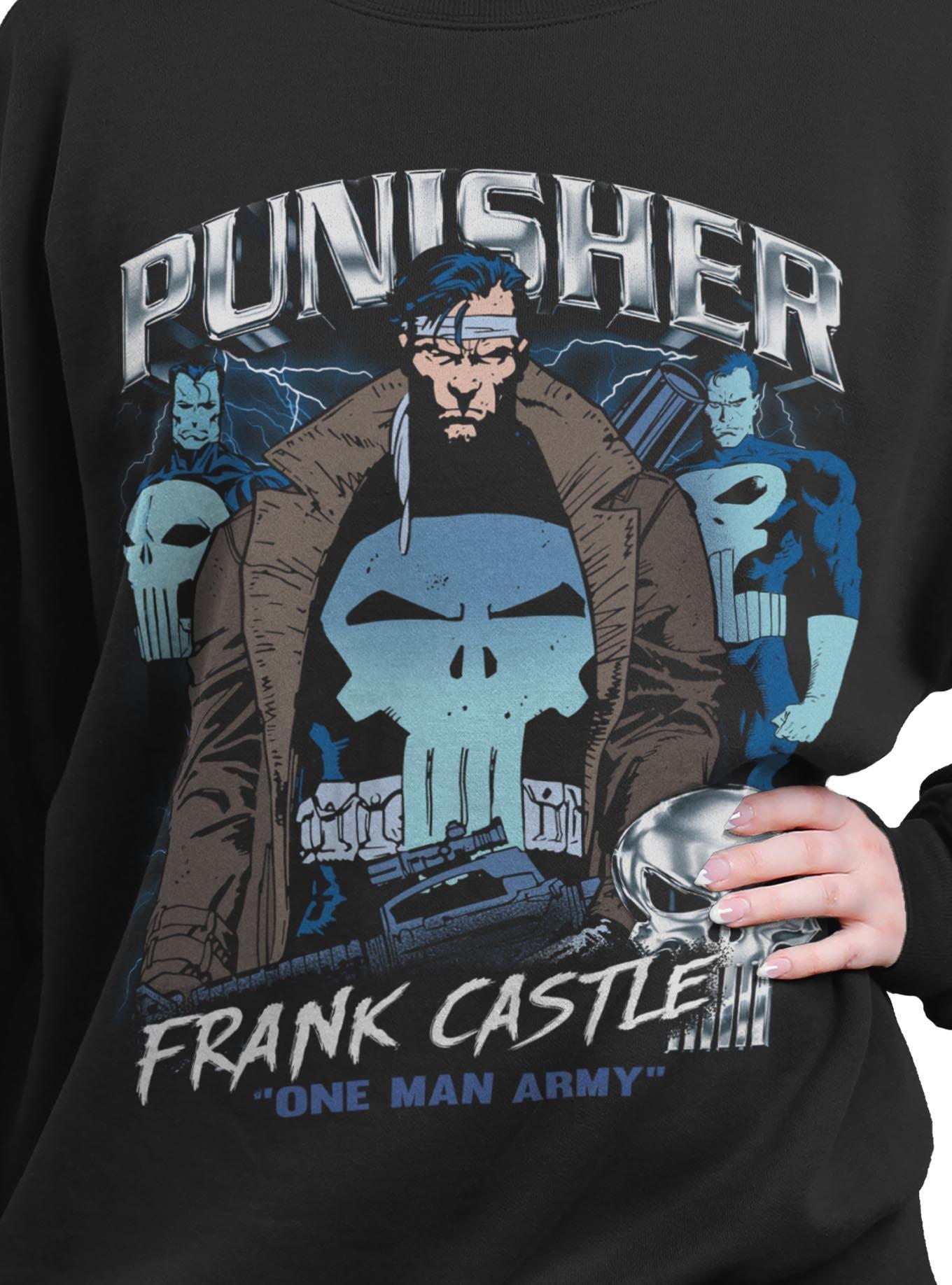 Marvel Punisher Collage Girls Oversized Sweatshirt Hot Topic Exclusive, , hi-res