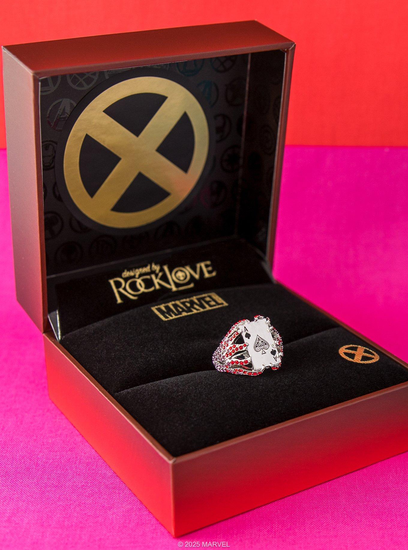Marvel X Rocklove X-Men Gambit Spinning Card Ring, RED, alternate
