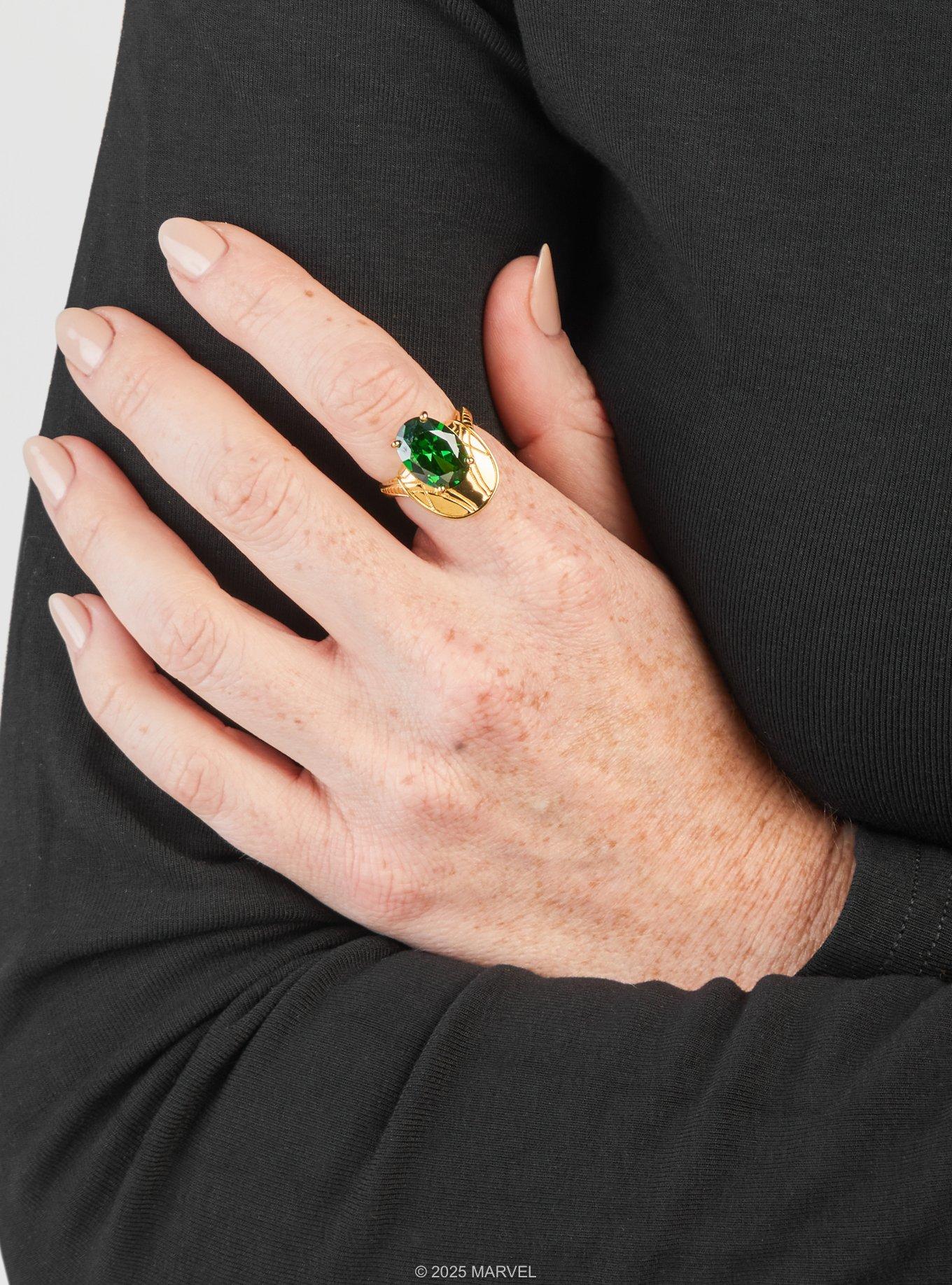 Marvel X Rocklove Loki Chestplate Ring, GREEN, alternate